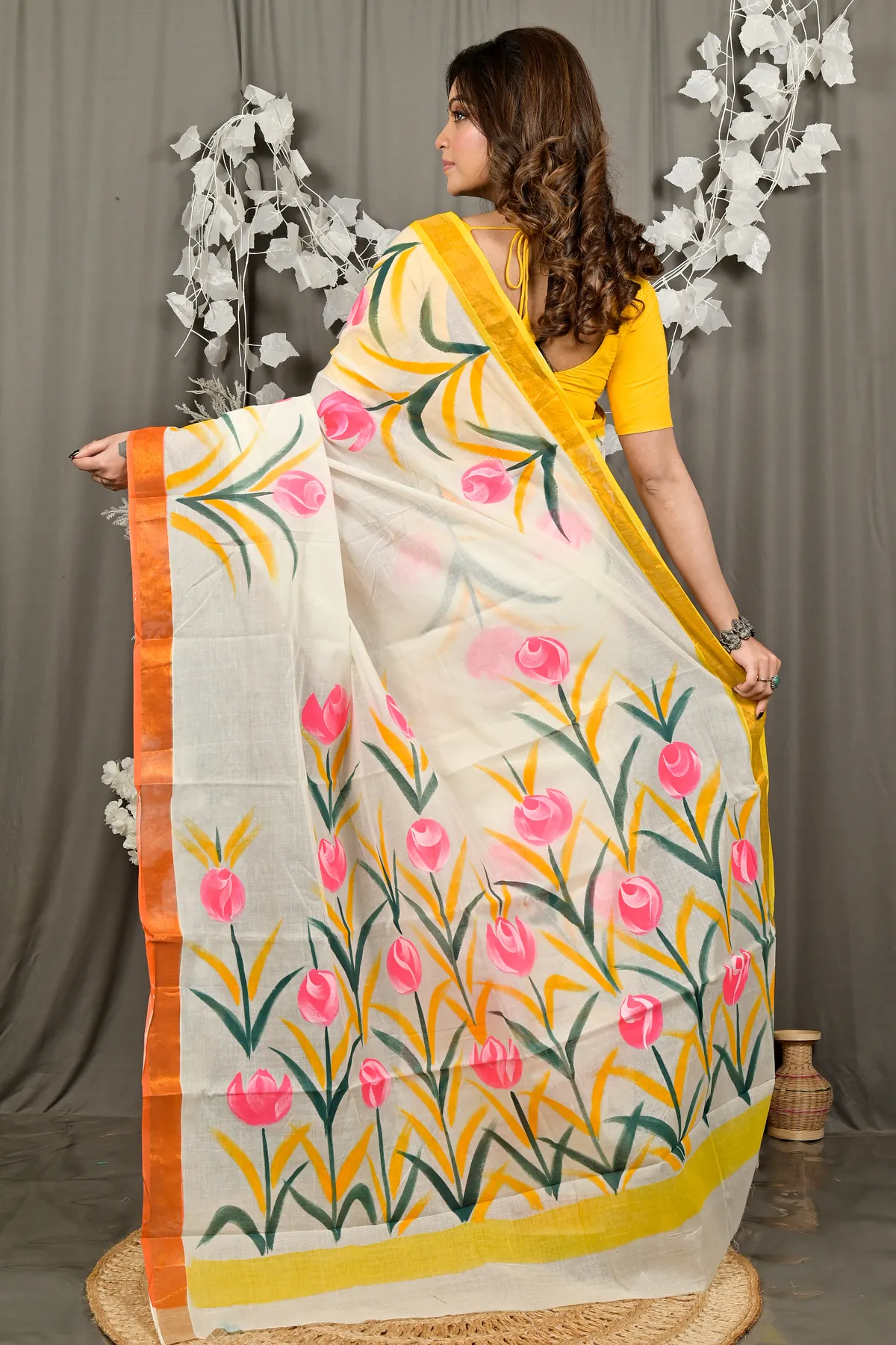 DipDiya Pure Cotton Multi-Coloured Hataka Timeless Elegances Hand Painted Sarees