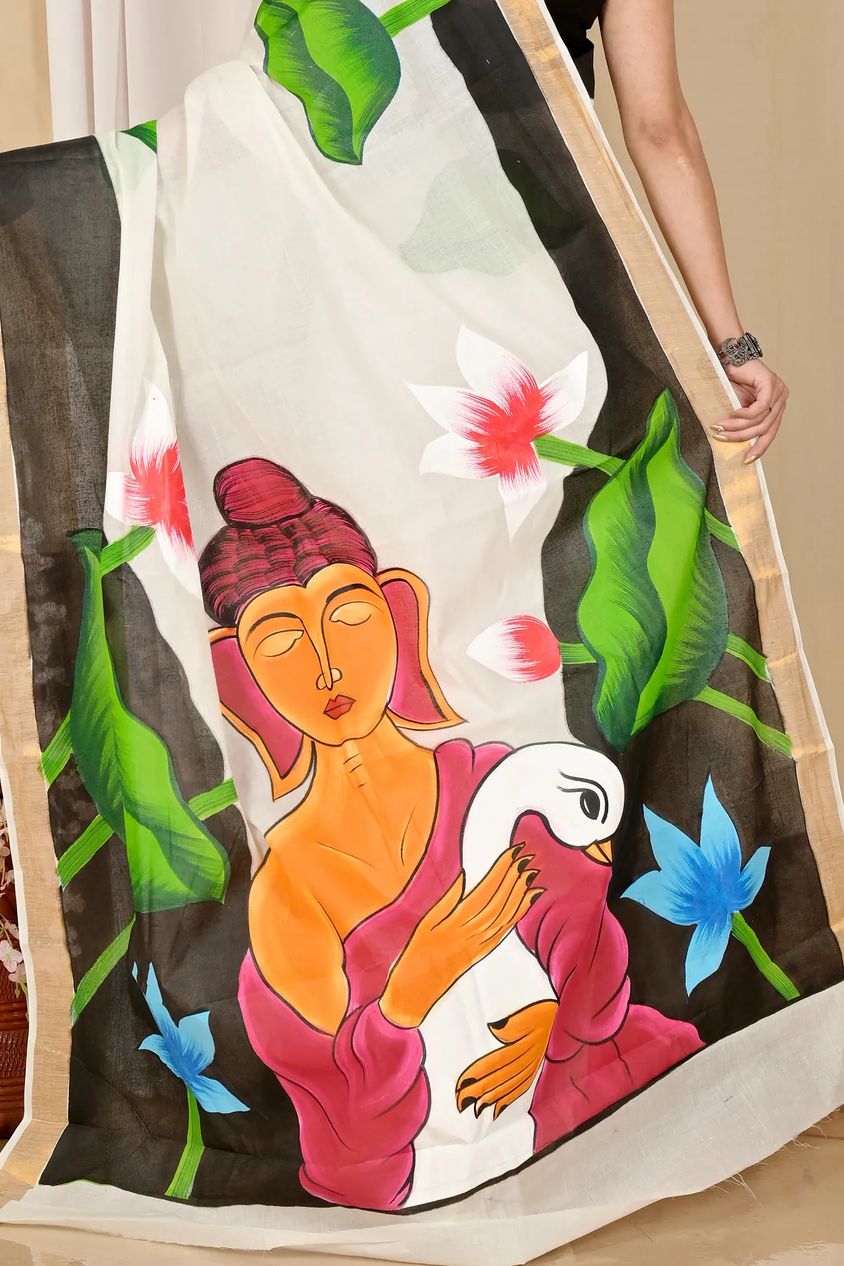 DipDiya Pure Cotton Multi-Coloured Hataka Tradition in Every Thread Hand Painted Sarees