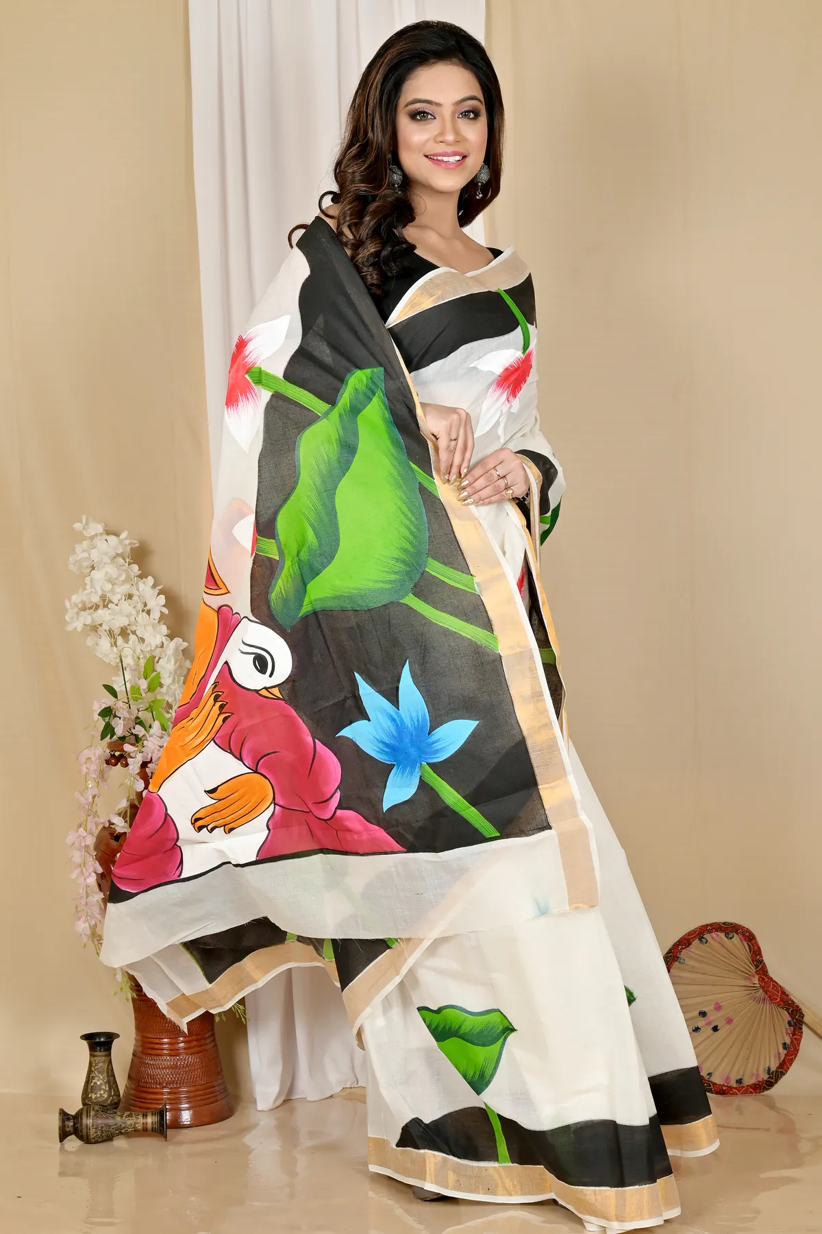 DipDiya Pure Cotton Multi-Coloured Hataka Tradition in Every Thread Hand Painted Sarees