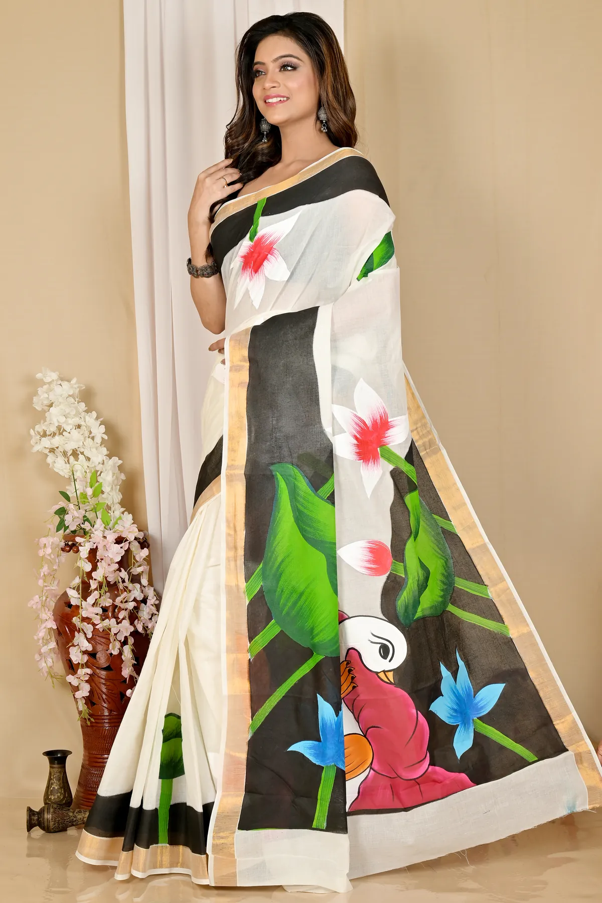 DipDiya Pure Cotton Multi-Coloured Hataka Tradition in Every Thread Hand Painted Sarees