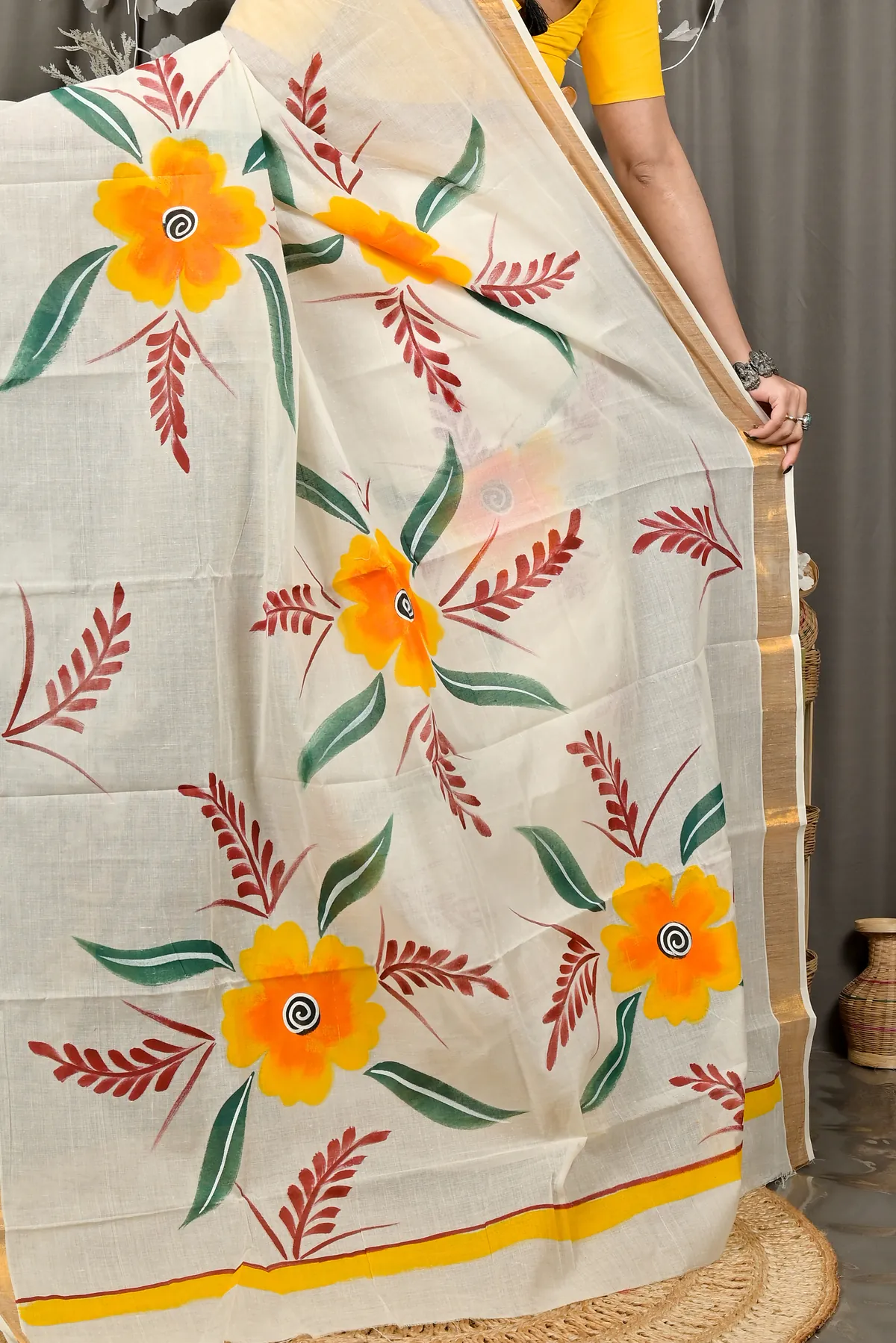 DipDiya Pure Cotton Multi-Coloured Hataka Tradition in Every Threads Hand Painted Sarees