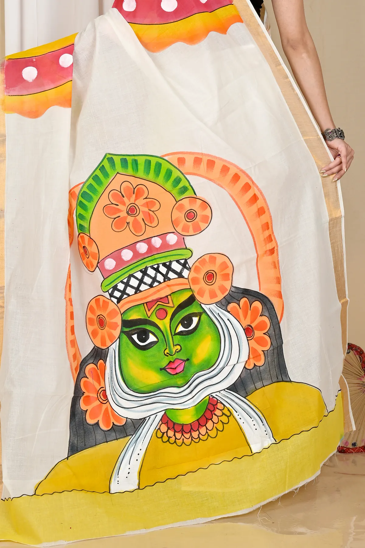 DipDiya Pure Cotton Multi-Coloured Hataka Traditional Elegance Hand Painted Sarees