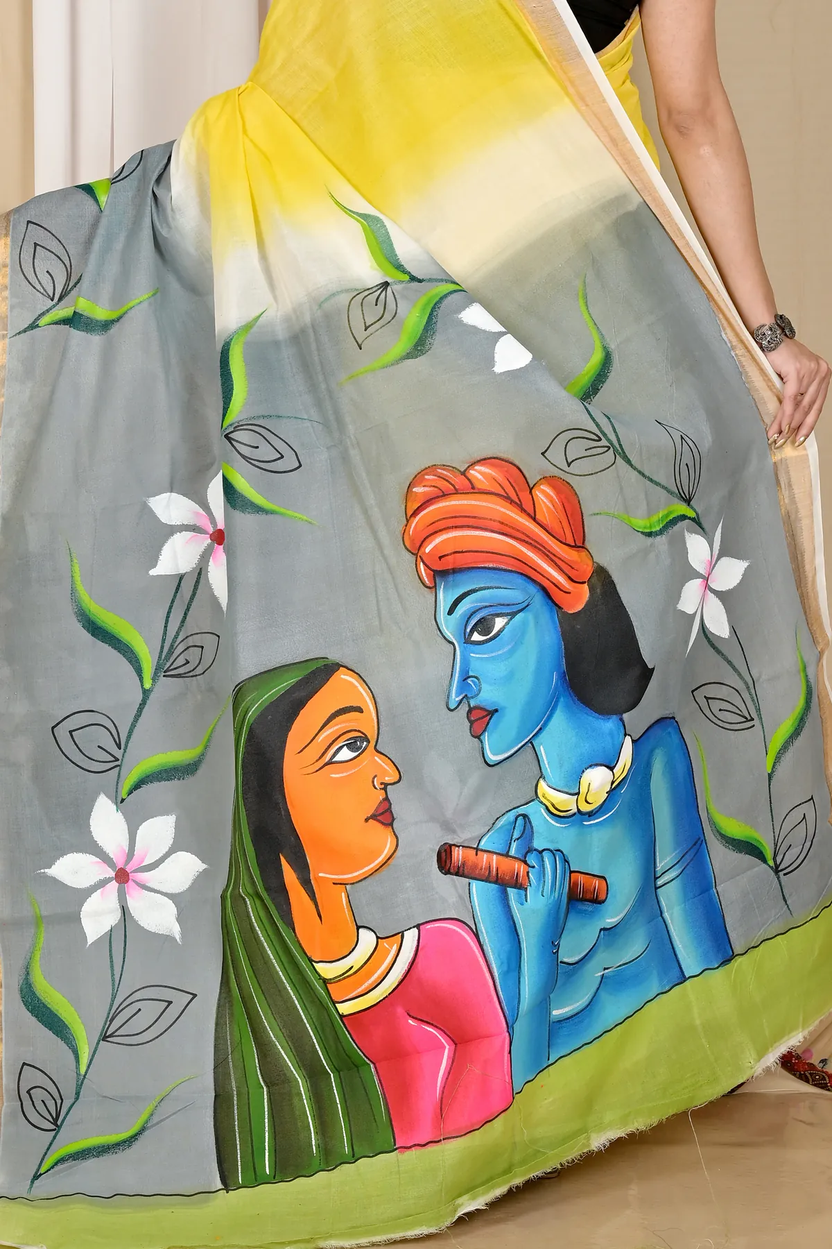 DipDiya Pure Cotton Multi-Coloured Hataka Weaves with a Story Hand Painted Sarees