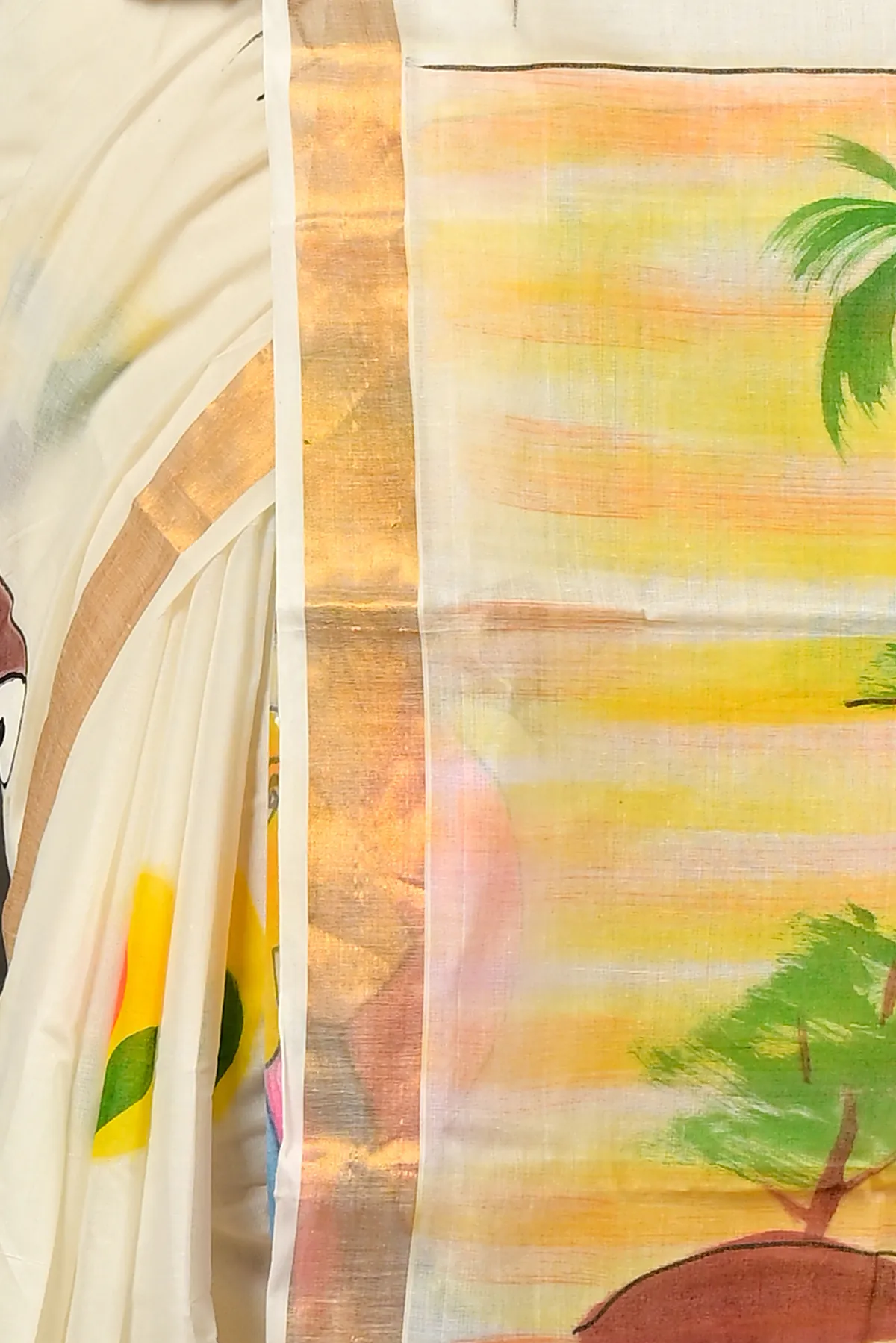 DipDiya Pure Cotton Multi-Coloured Hataka Weaves with a Storys Hand Painted Sarees