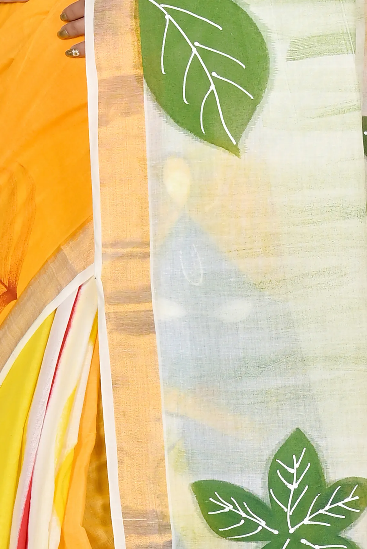 DipDiya Pure Cotton Multi-Coloured Hataka Woven with Love Hand Painted Sarees