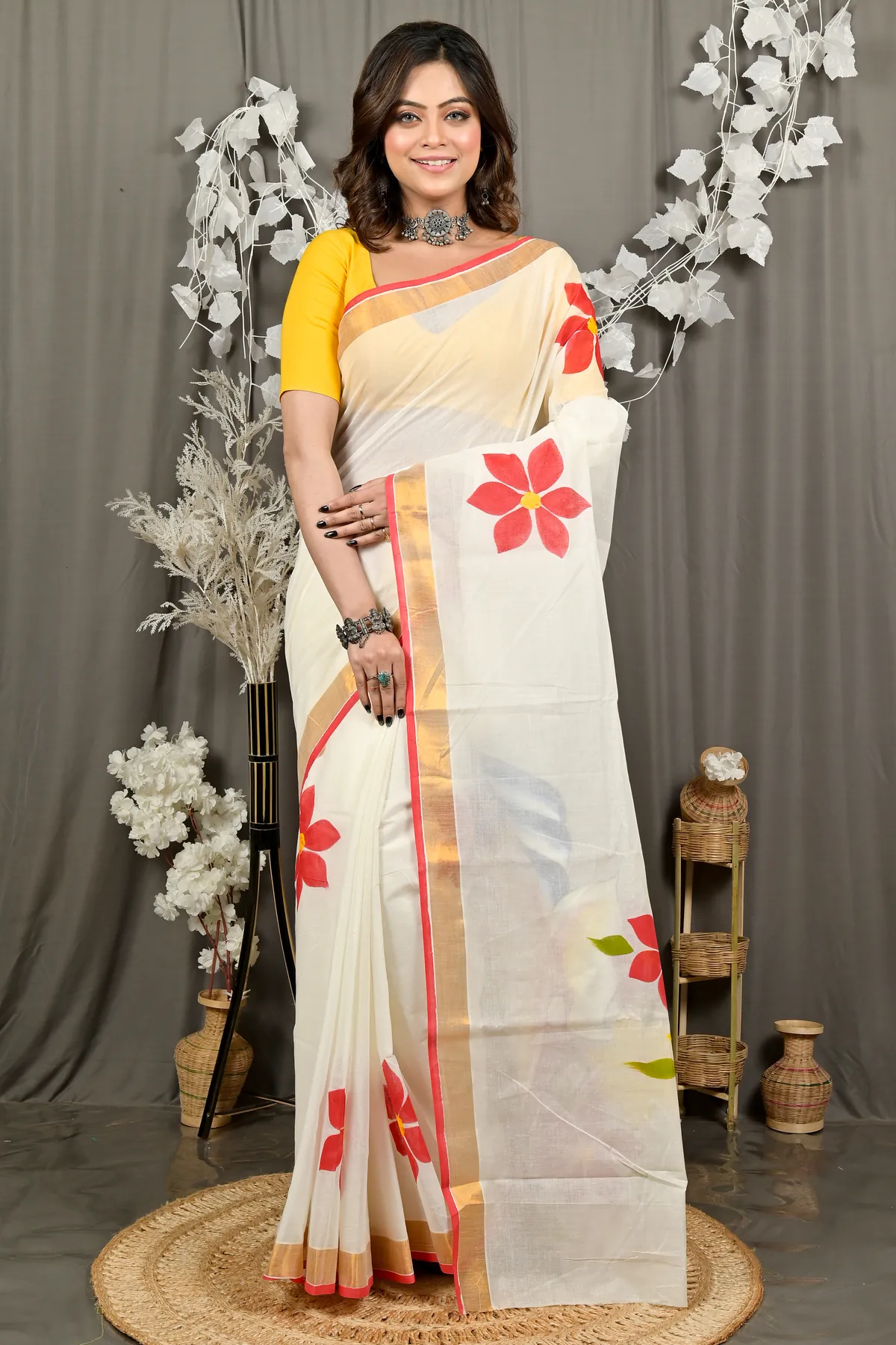 DipDiya Pure Cotton Multi-Coloured Hataka Woven with Traditions Hand Painted Sarees