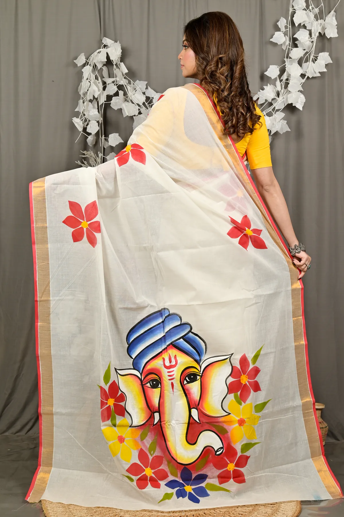 DipDiya Pure Cotton Multi-Coloured Hataka Woven with Traditions Hand Painted Sarees