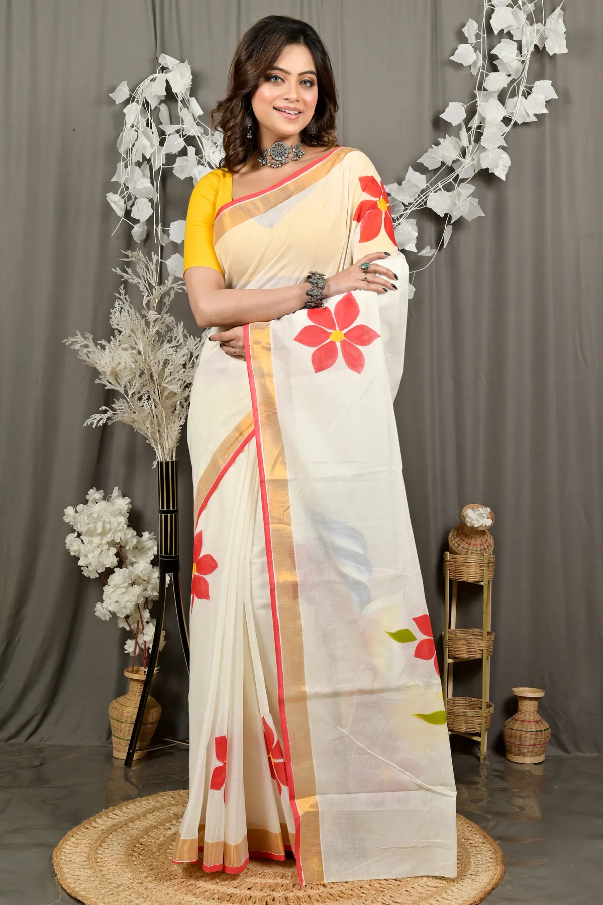DipDiya Pure Cotton Multi-Coloured Hataka Woven with Traditions Hand Painted Sarees