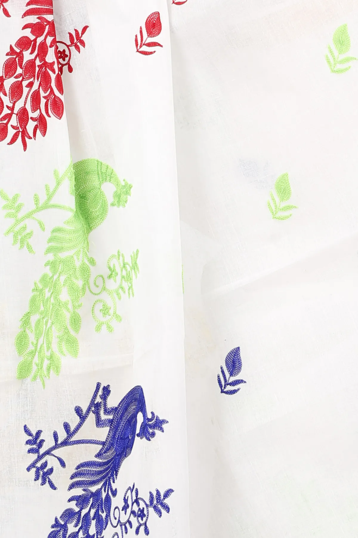 DipDiya Pure Cotton Multi-Coloured Leo Classic Bengali Embroidery Tant Sarees