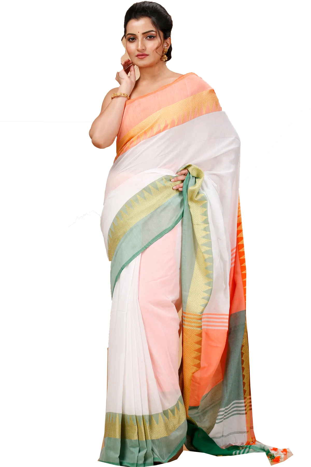 DipDiya Pure Cotton Multi-Coloured Mala Traditional Elegance Handloom Sarees