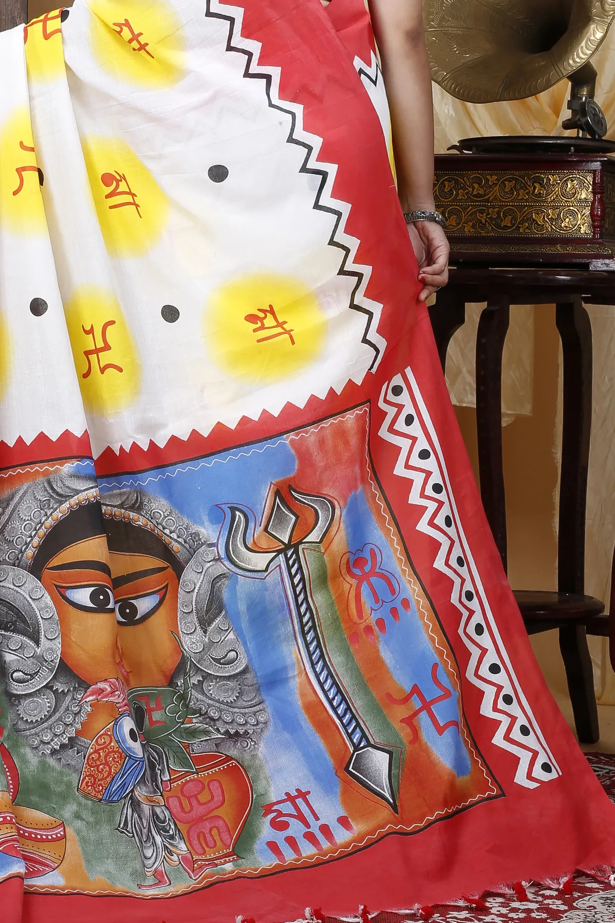 DipDiya Pure Cotton Multycolor Durga Pure Bengali Grace Printed Handloom Sarees