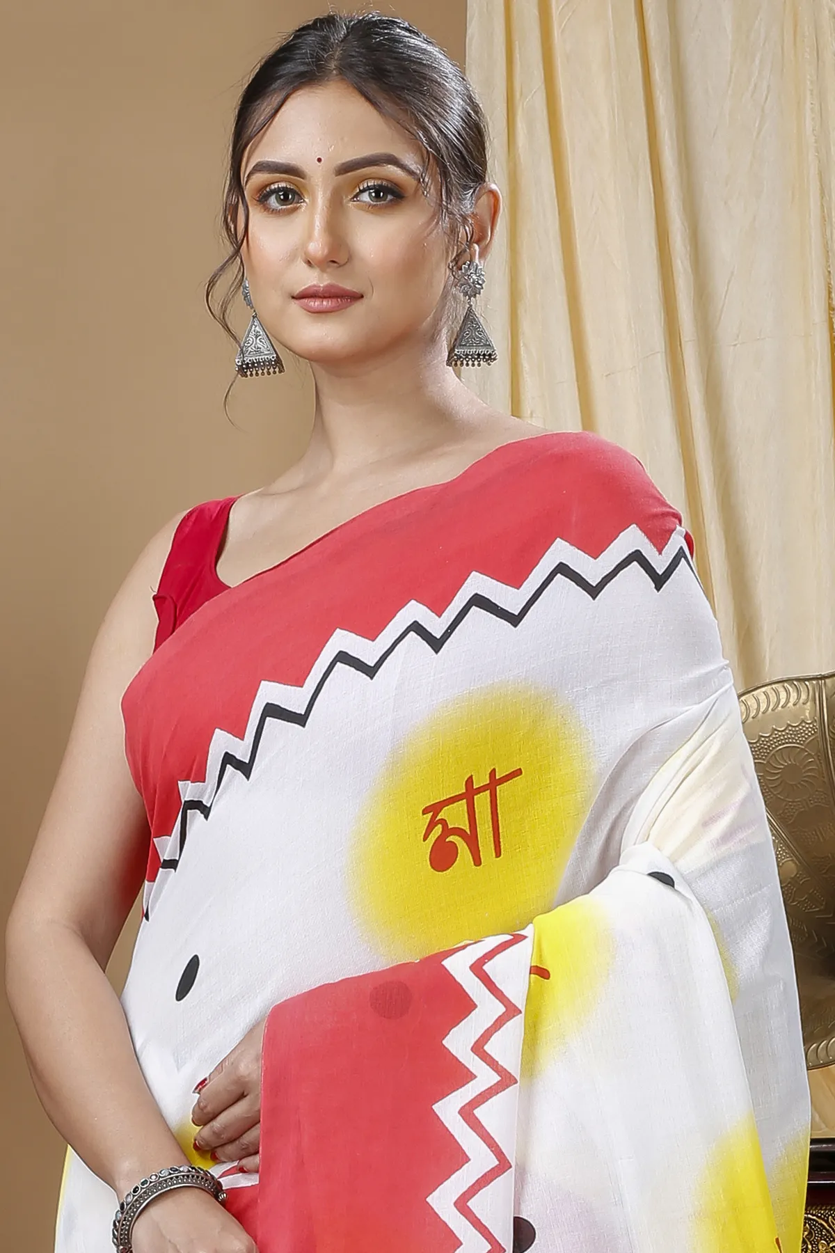DipDiya Pure Cotton Multycolor Durga Pure Bengali Grace Printed Handloom Sarees