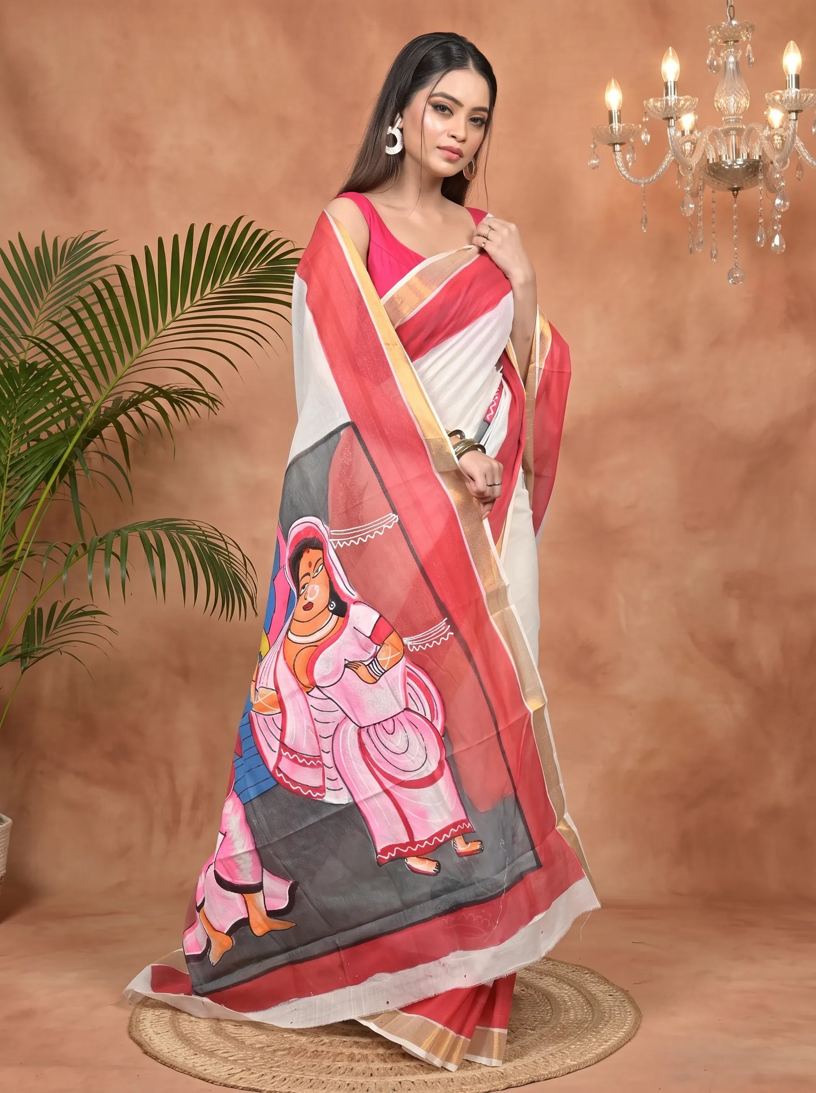 DipDiya Pure Cotton Multycolor Hataka Crafted by Artisans Hand Painted Sarees