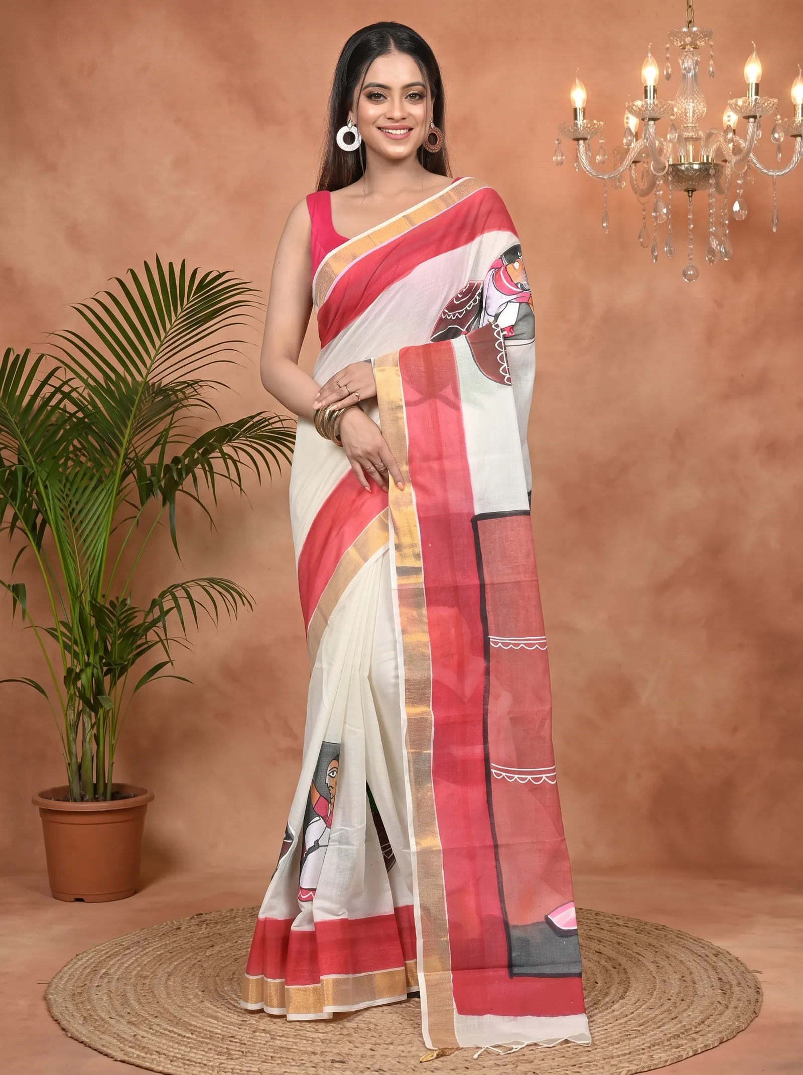DipDiya Pure Cotton Multycolor Hataka Crafted by Artisans Hand Painted Sarees