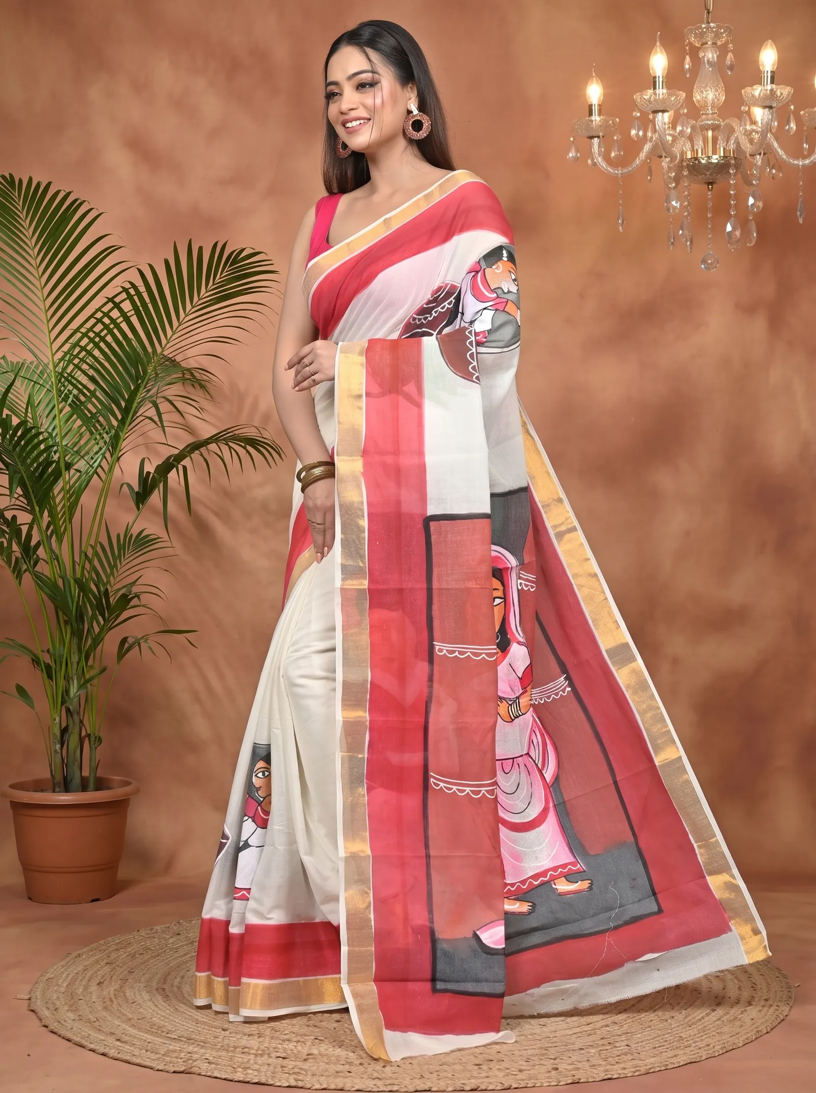 DipDiya Pure Cotton Multycolor Hataka Crafted by Artisans Hand Painted Sarees