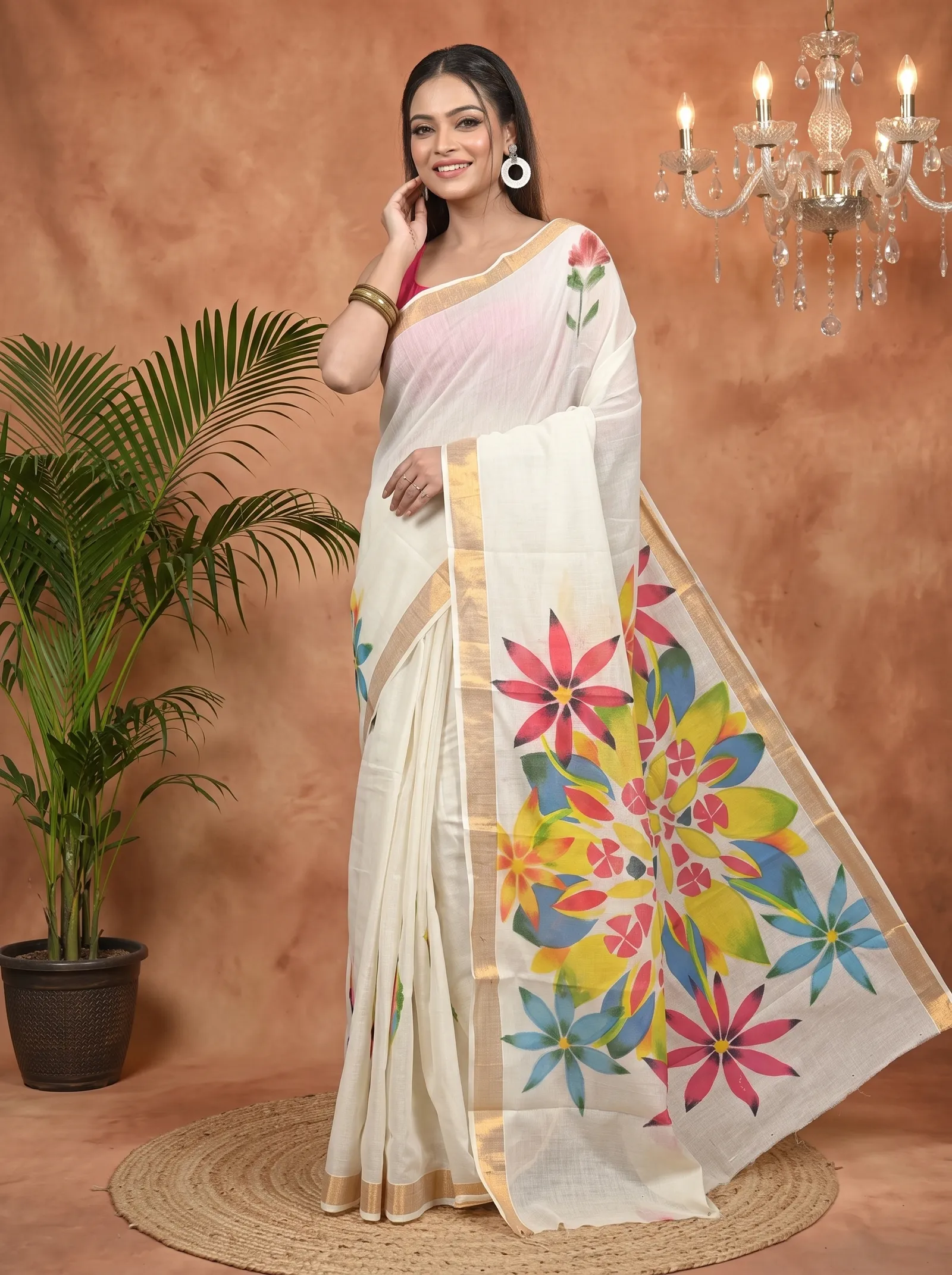 DipDiya Pure Cotton Multycolor Hataka Crafted in Bengal Hand Painted Sarees