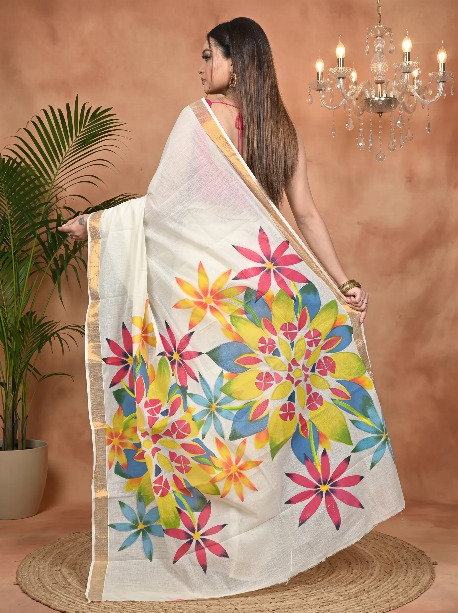 DipDiya Pure Cotton Multycolor Hataka Crafted in Bengal Hand Painted Sarees