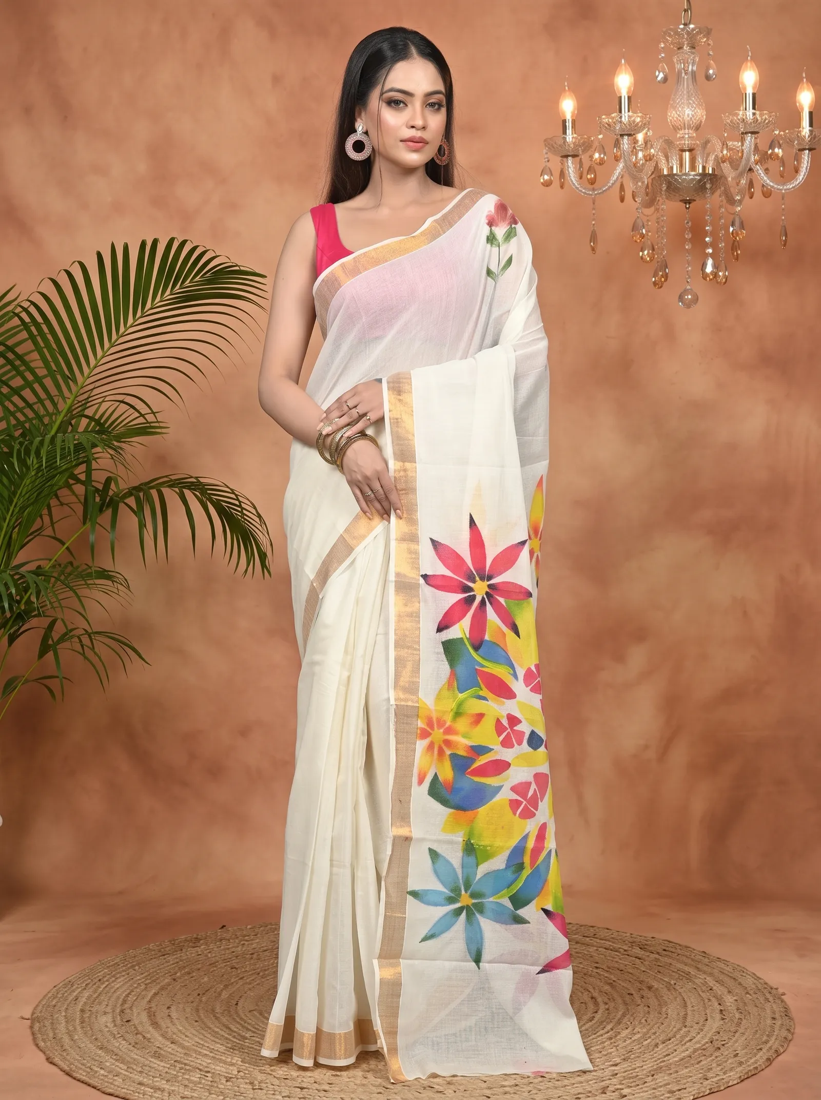 DipDiya Pure Cotton Multycolor Hataka Crafted in Bengal Hand Painted Sarees