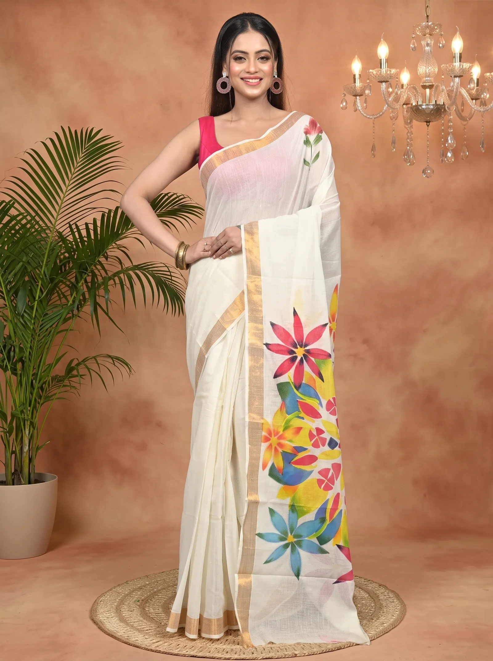 DipDiya Pure Cotton Multycolor Hataka Crafted in Bengal Hand Painted Sarees