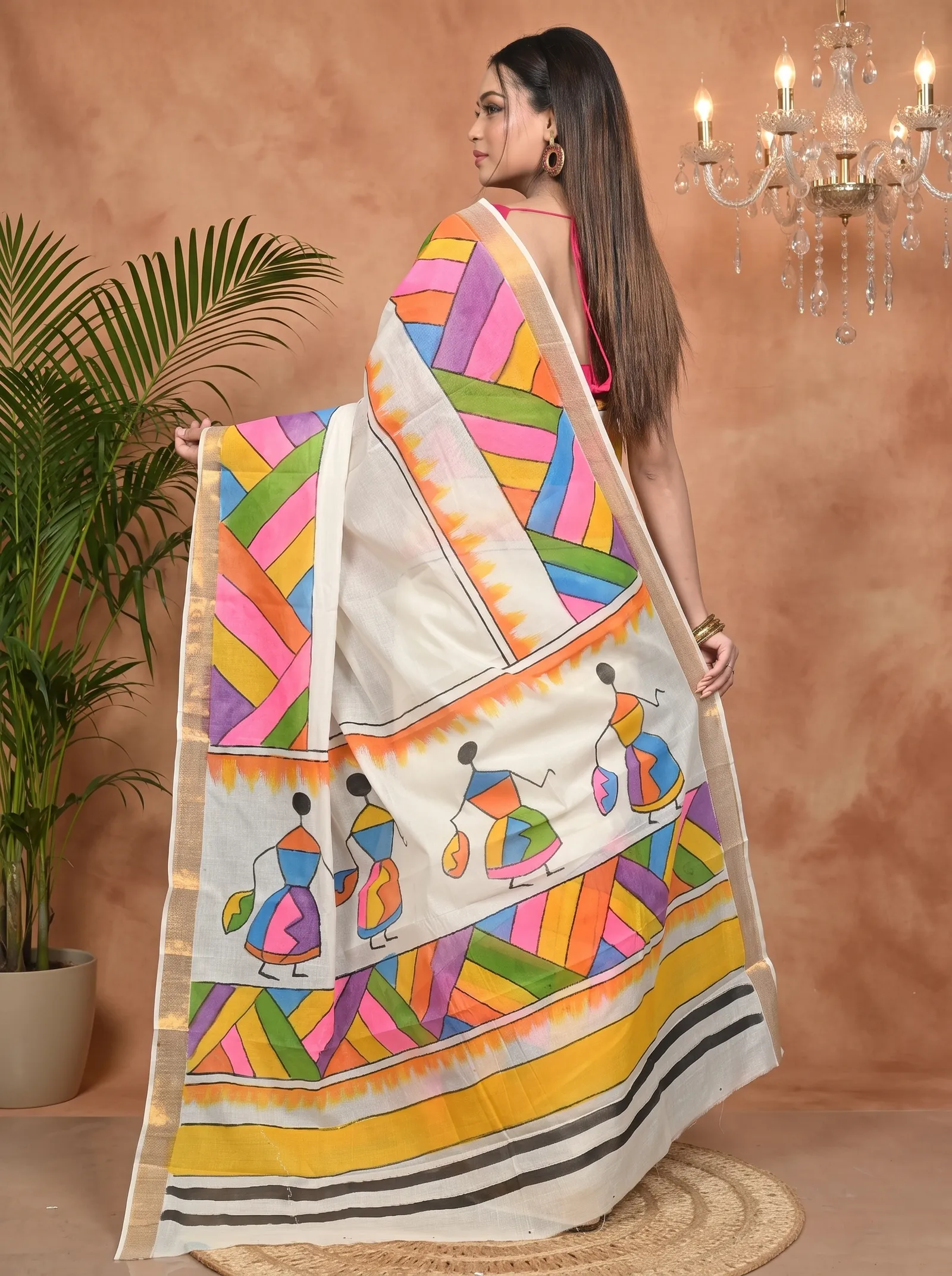 DipDiya Pure Cotton Multycolor Hataka Crafted with Soul Hand Painted Sarees