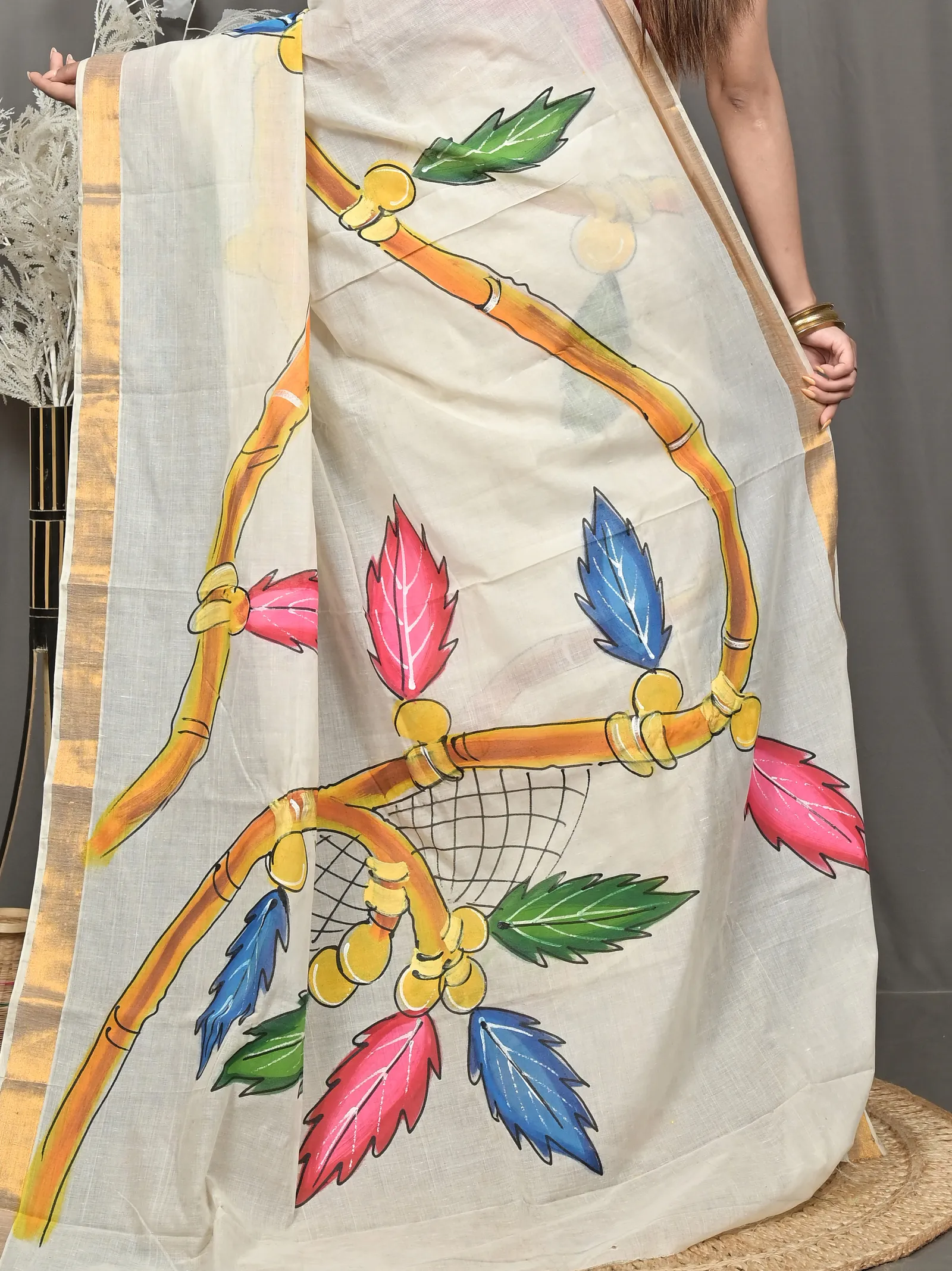 DipDiya Pure Cotton Multycolor Hataka Effortless Tradition Hand Painted Sarees