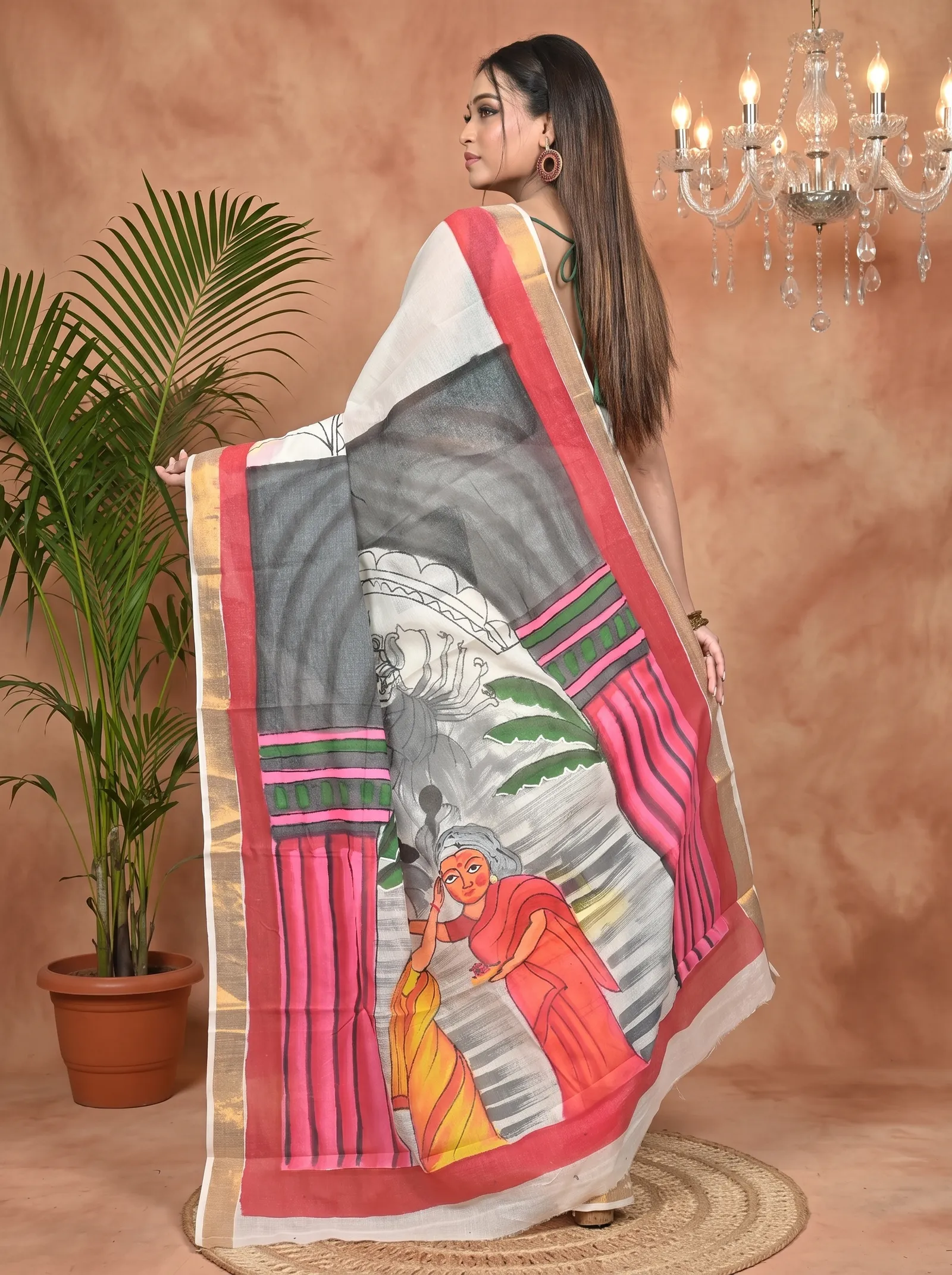 DipDiya Pure Cotton Multycolor Hataka Elegance in Every Weave Hand Painted Sarees
