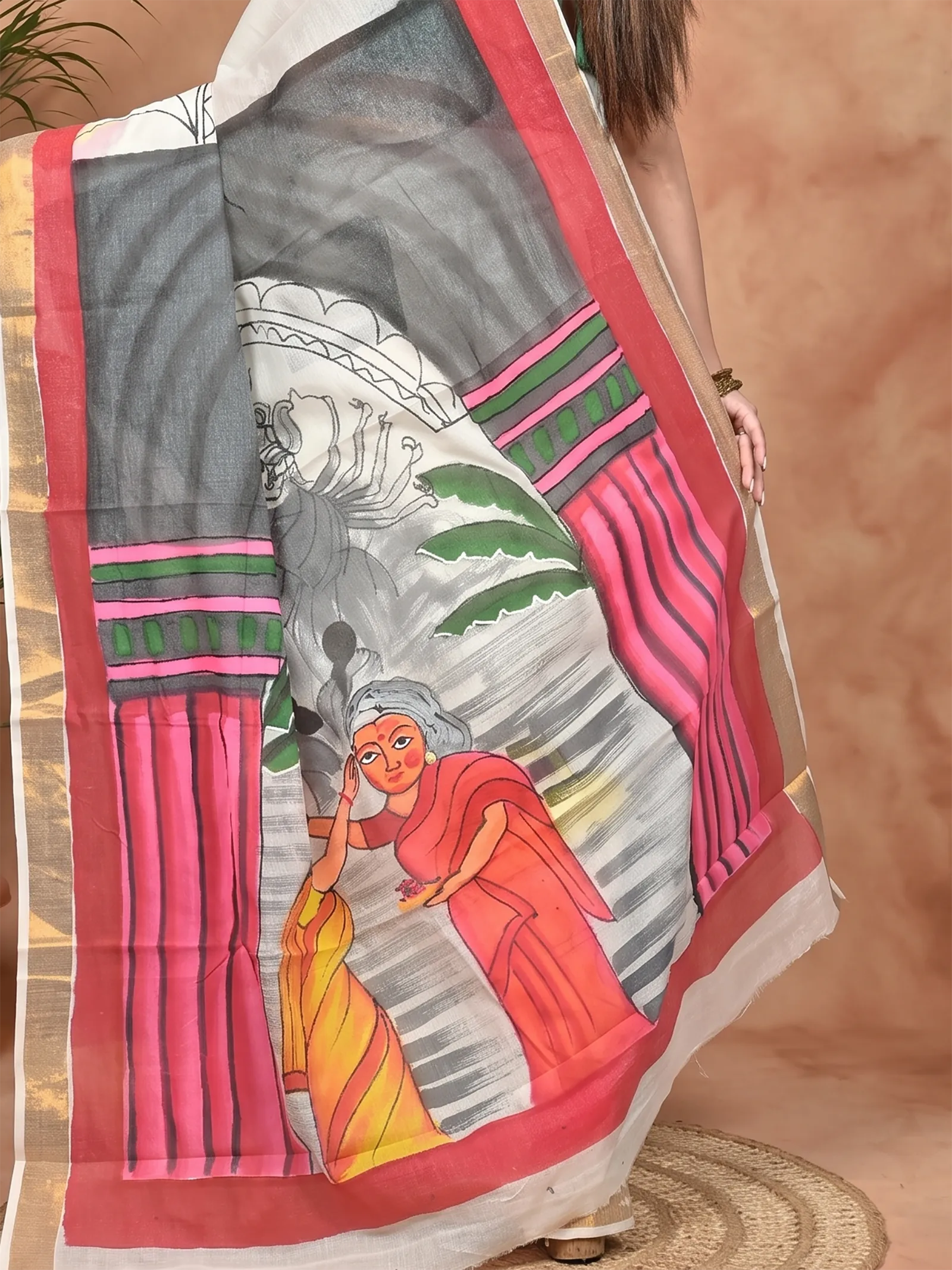 DipDiya Pure Cotton Multycolor Hataka Elegance in Every Weave Hand Painted Sarees