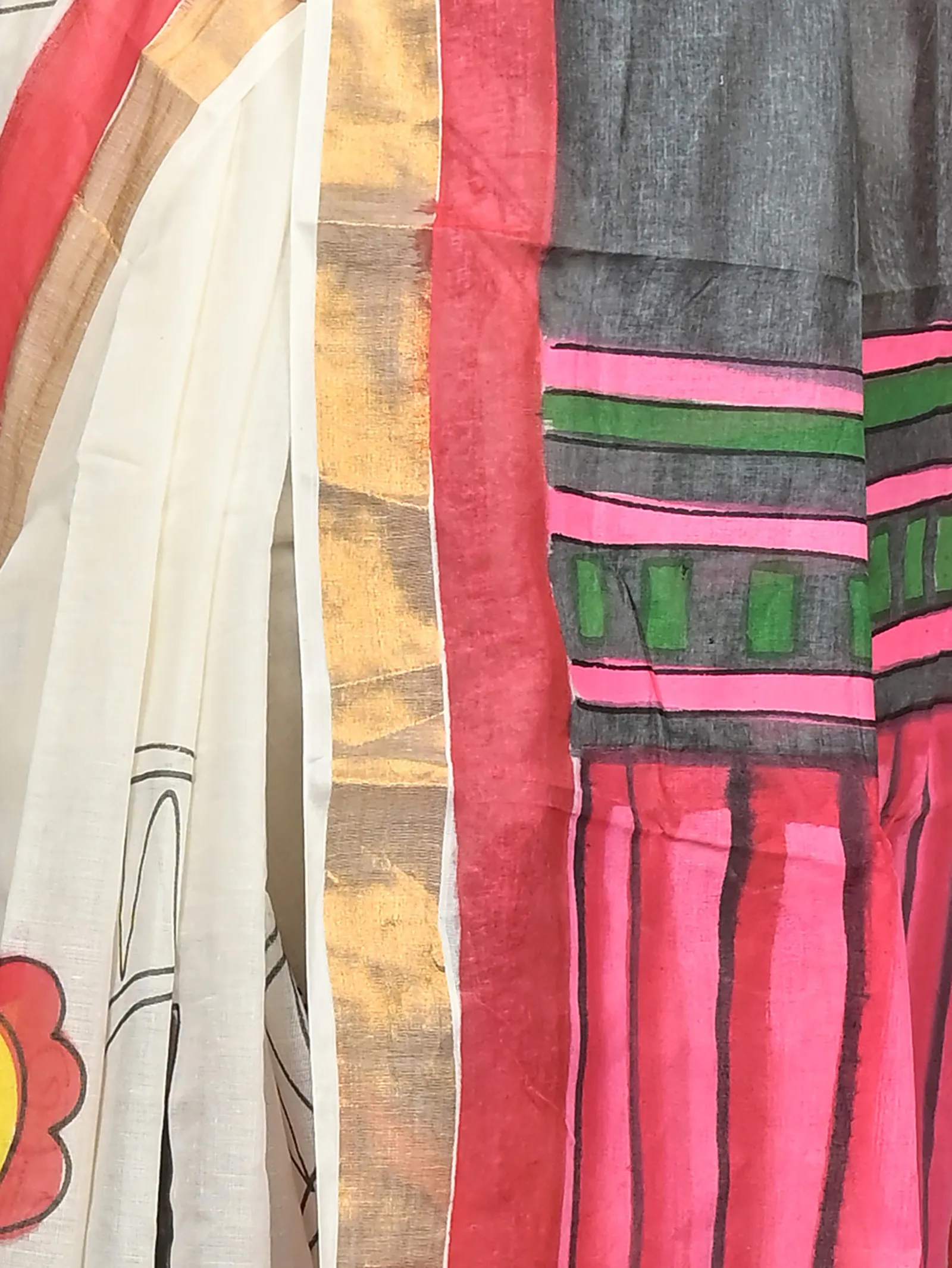 DipDiya Pure Cotton Multycolor Hataka Elegance in Every Weave Hand Painted Sarees