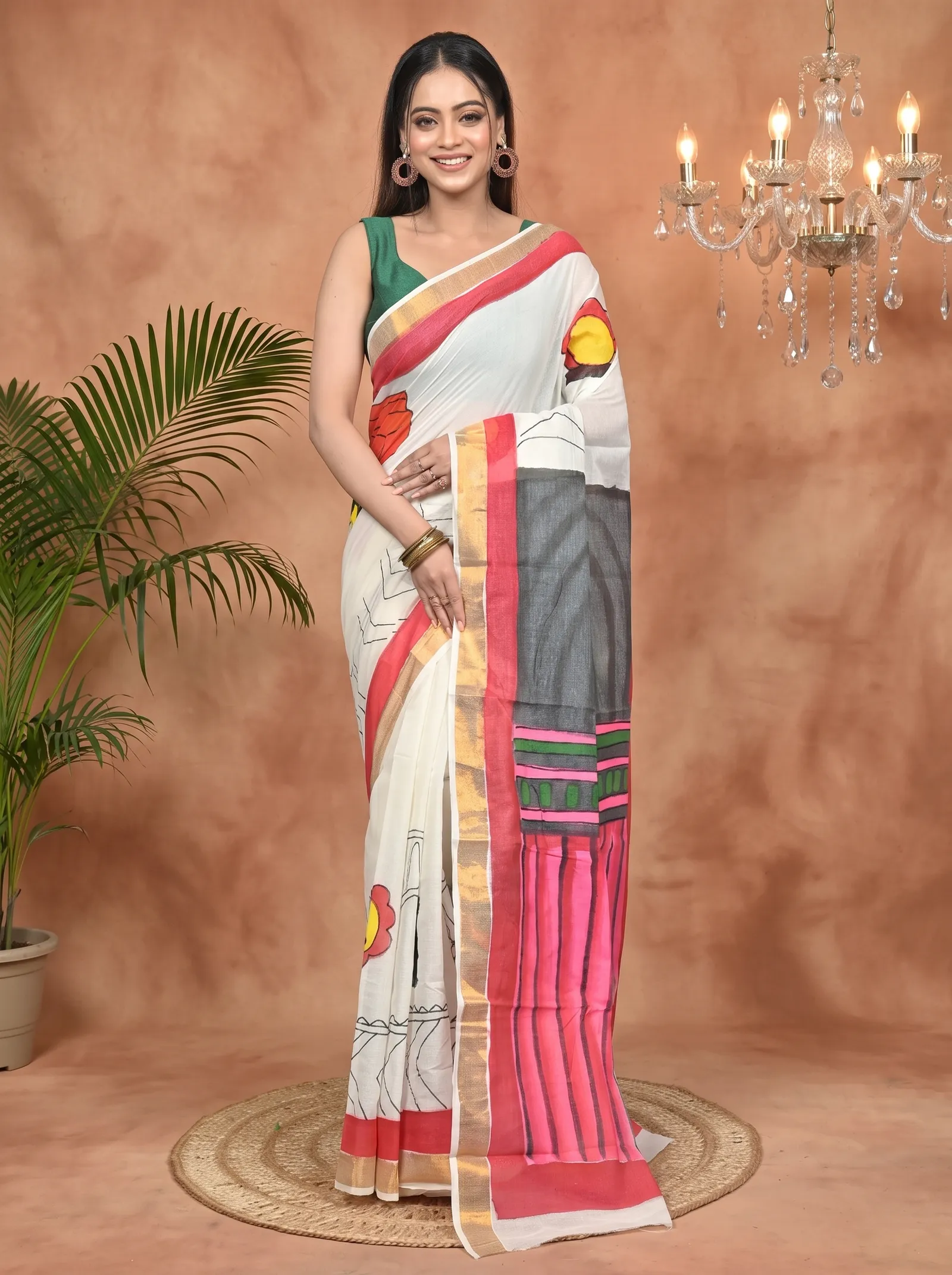 DipDiya Pure Cotton Multycolor Hataka Elegance in Every Weave Hand Painted Sarees