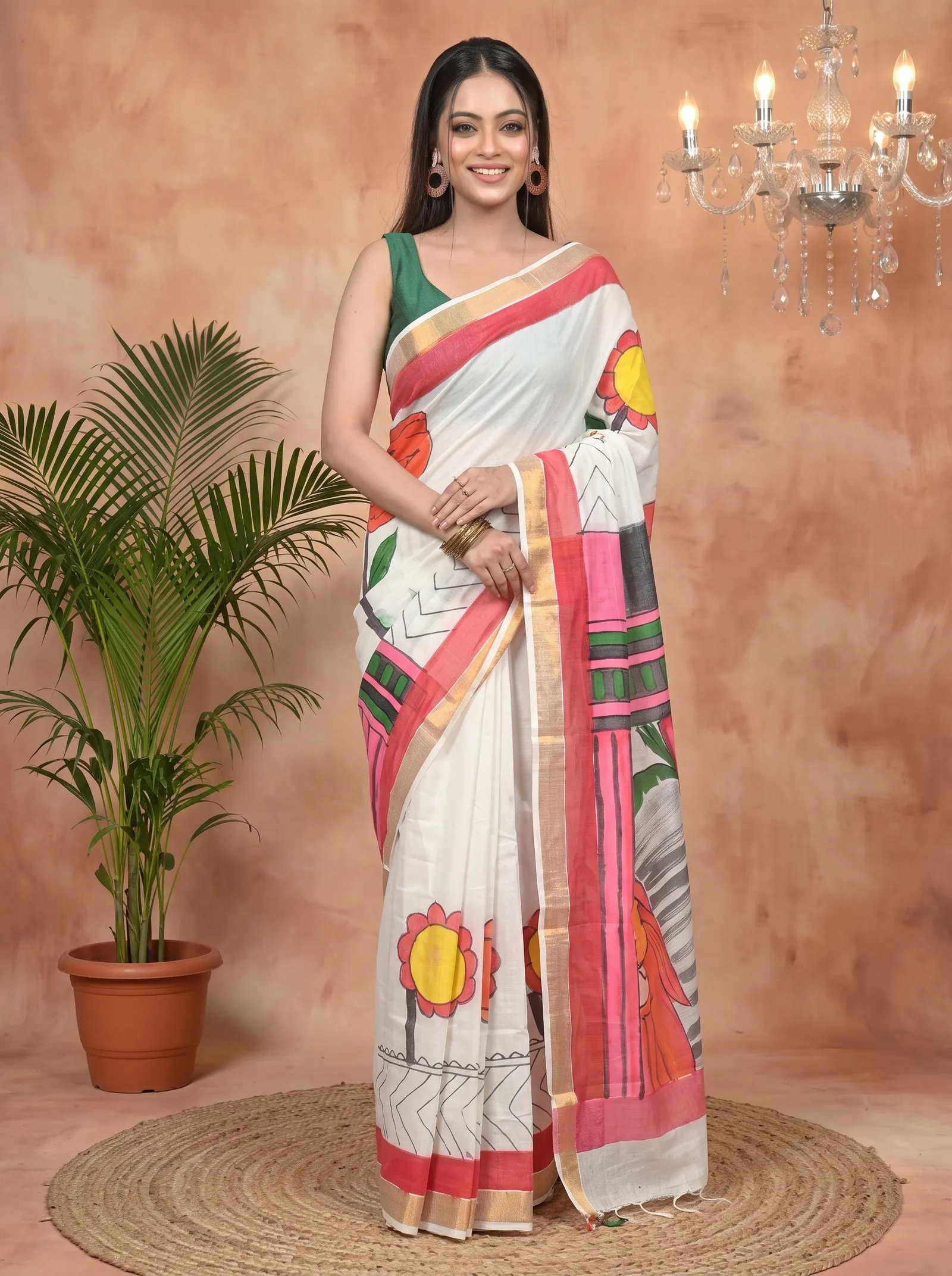 DipDiya Pure Cotton Multycolor Hataka Elegance in Every Weave Hand Painted Sarees