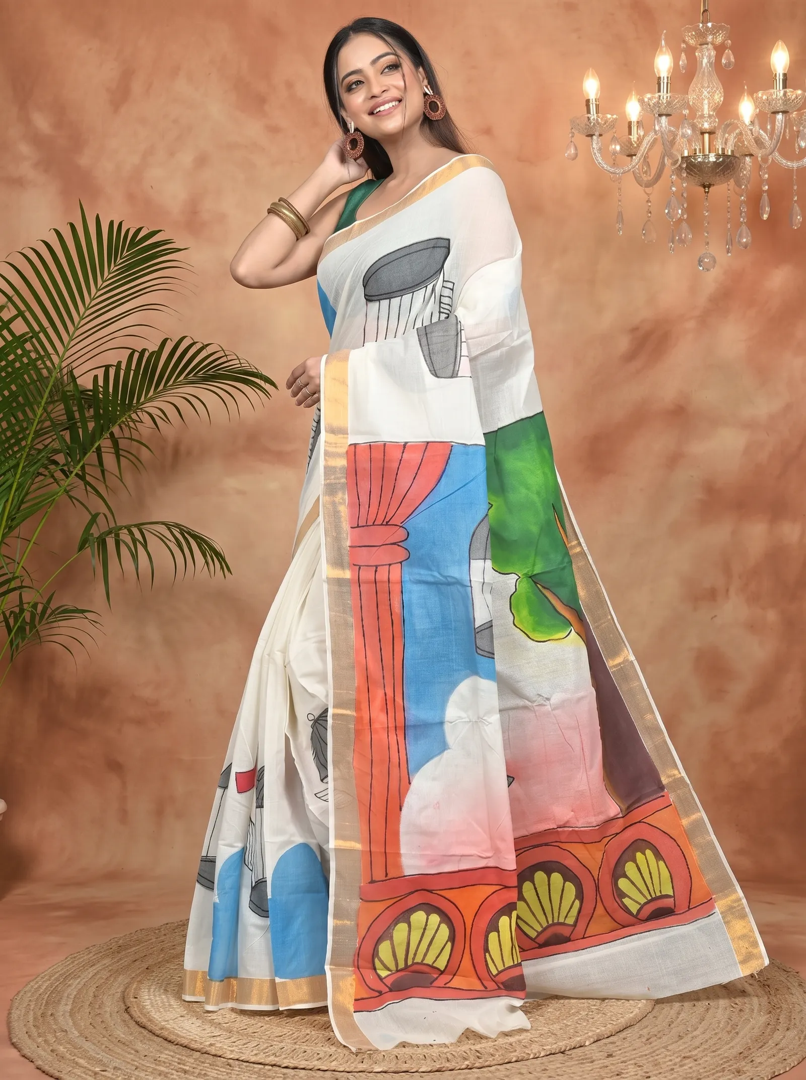 DipDiya Pure Cotton Multycolor Hataka Elegant by Tradition Hand Painted Sarees