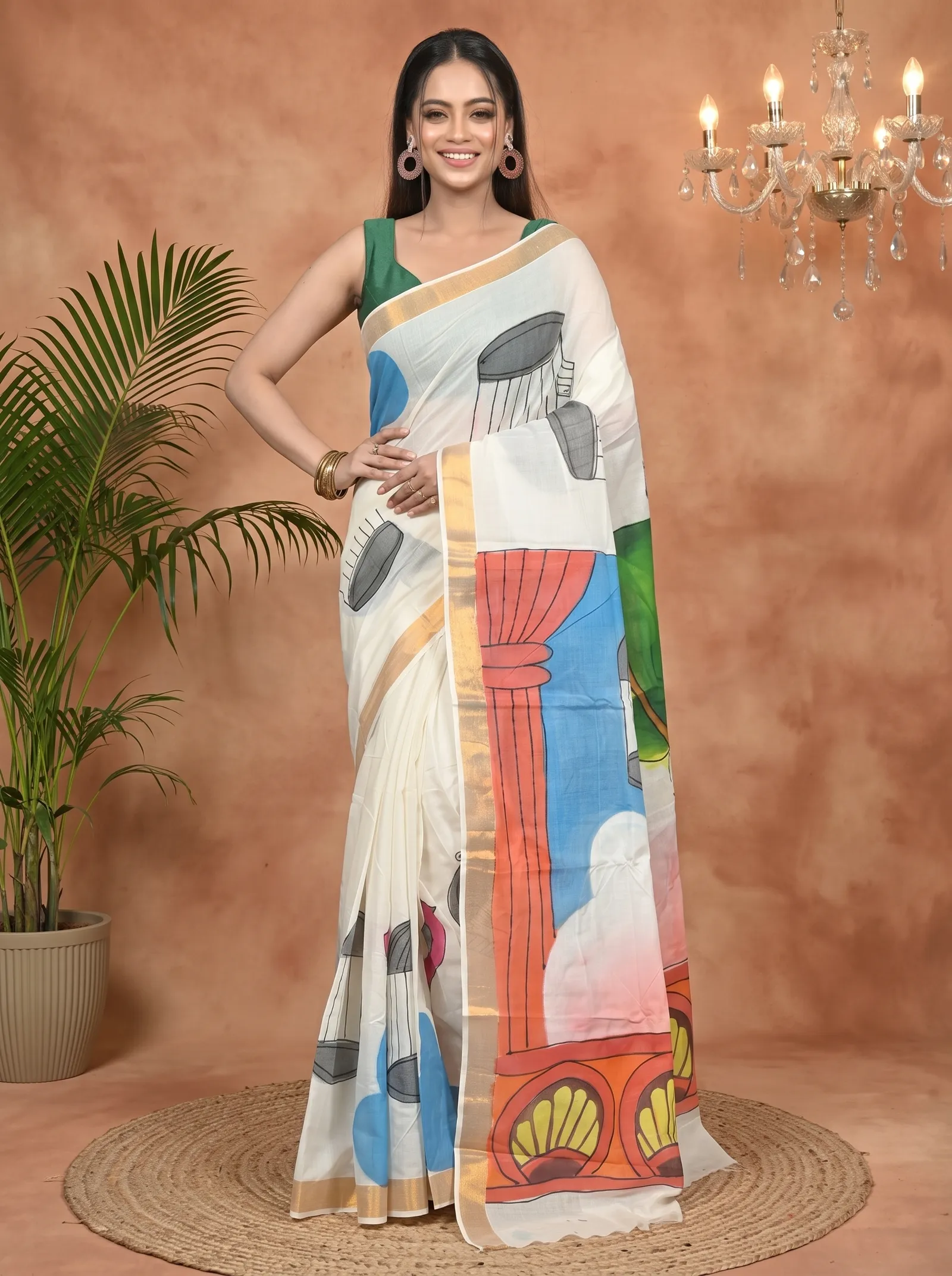 DipDiya Pure Cotton Multycolor Hataka Elegant by Tradition Hand Painted Sarees