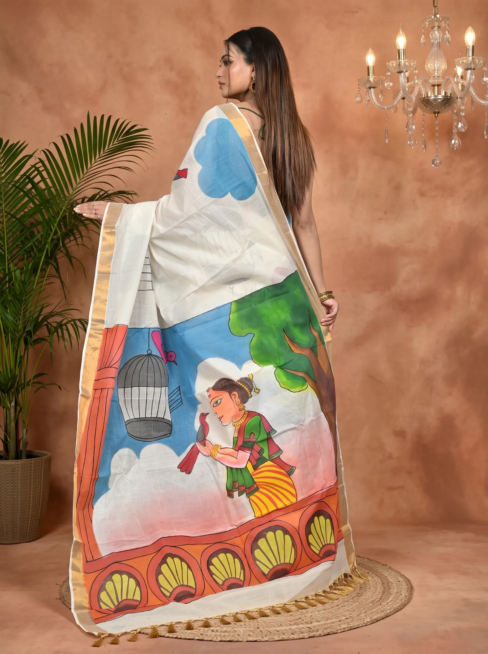 DipDiya Pure Cotton Multycolor Hataka Elegant by Tradition Hand Painted Sarees