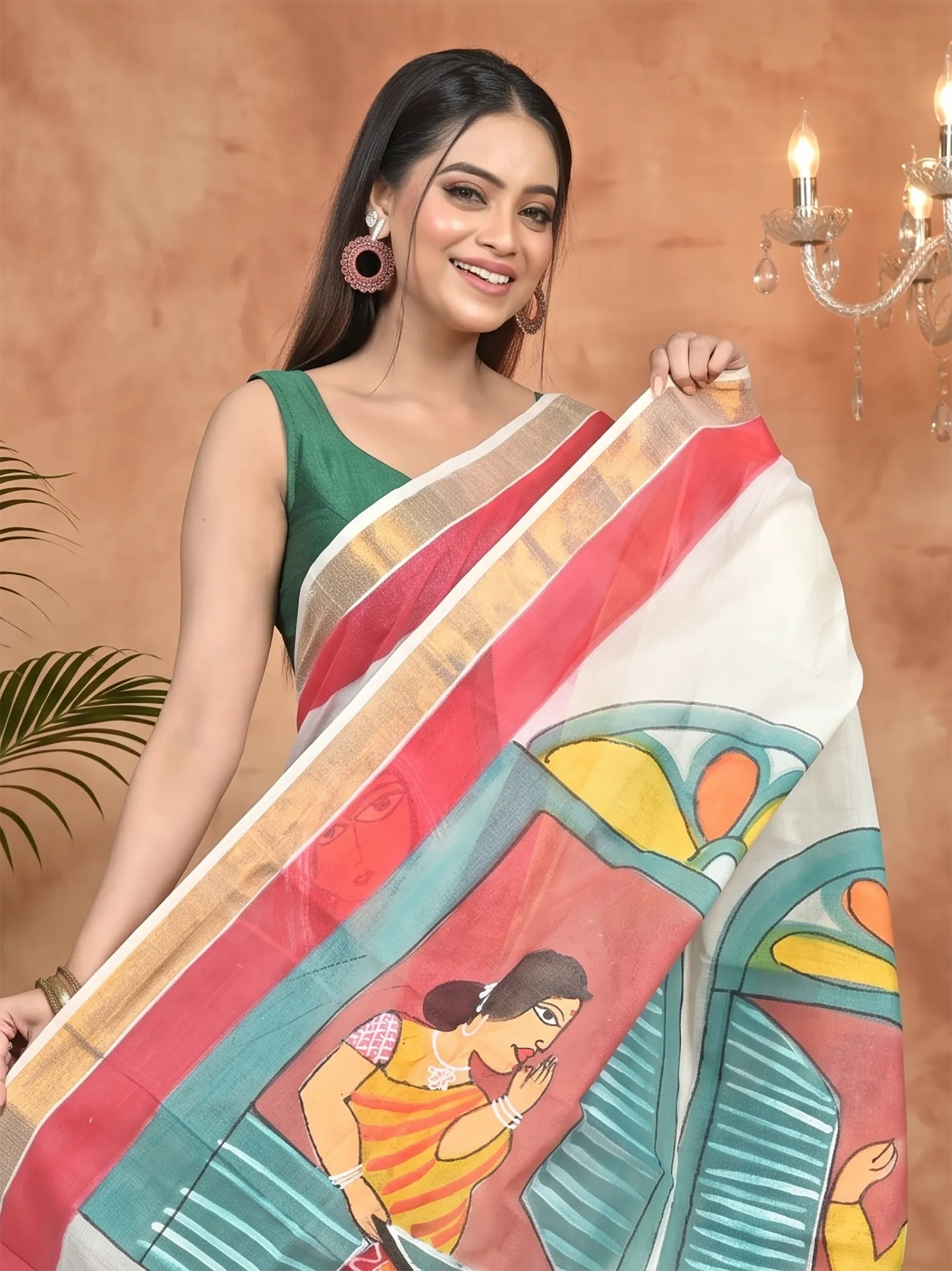 DipDiya Pure Cotton Multycolor Hataka Essence of Bengal Hand Painted Sarees