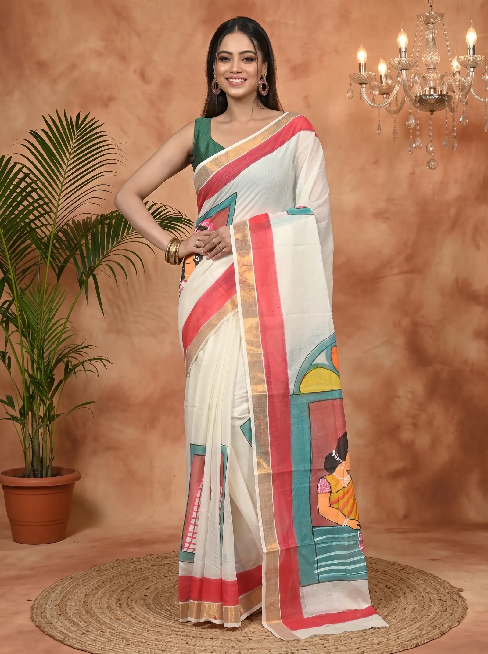 DipDiya Pure Cotton Multycolor Hataka Essence of Bengal Hand Painted Sarees