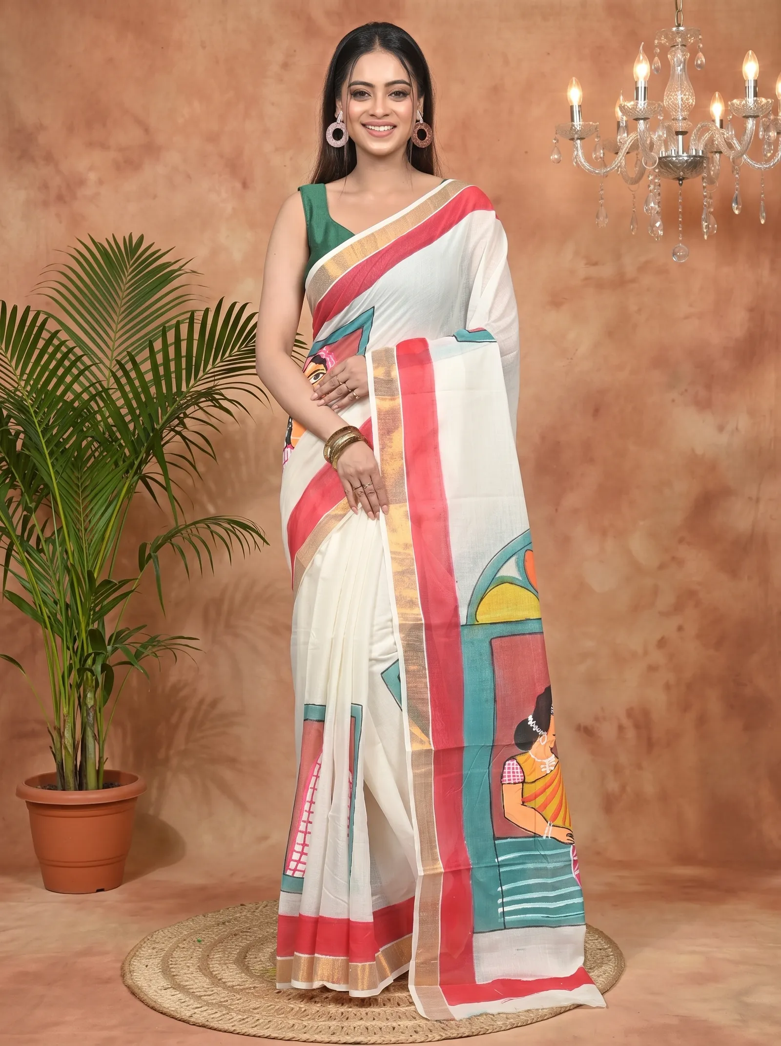 DipDiya Pure Cotton Multycolor Hataka Essence of Bengal Hand Painted Sarees
