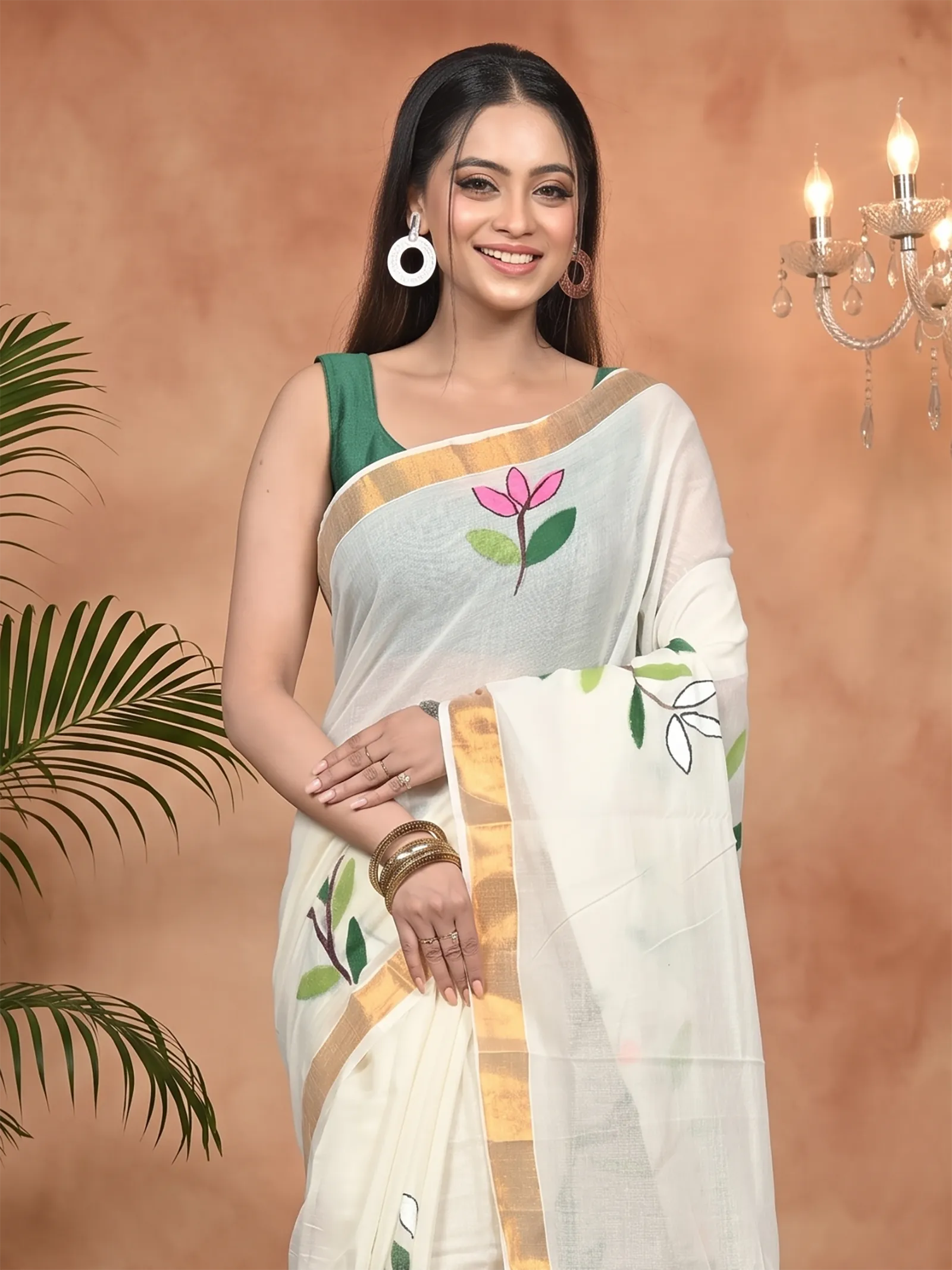 DipDiya Pure Cotton Multycolor Hataka Grace of Bengal Hand Painted Sarees
