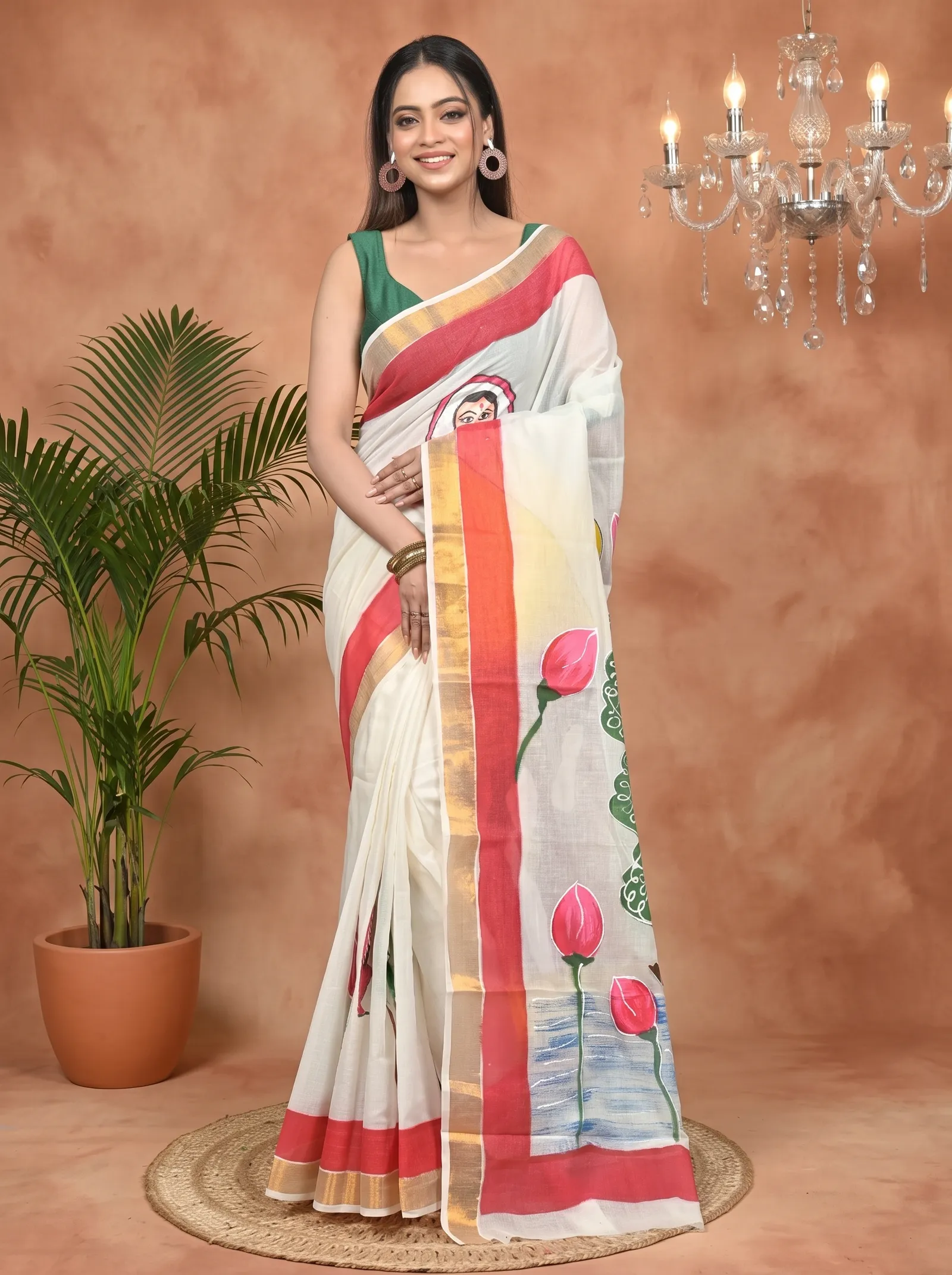 DipDiya Pure Cotton Multycolor Hataka Handcrafted Elegance Hand Painted Sarees