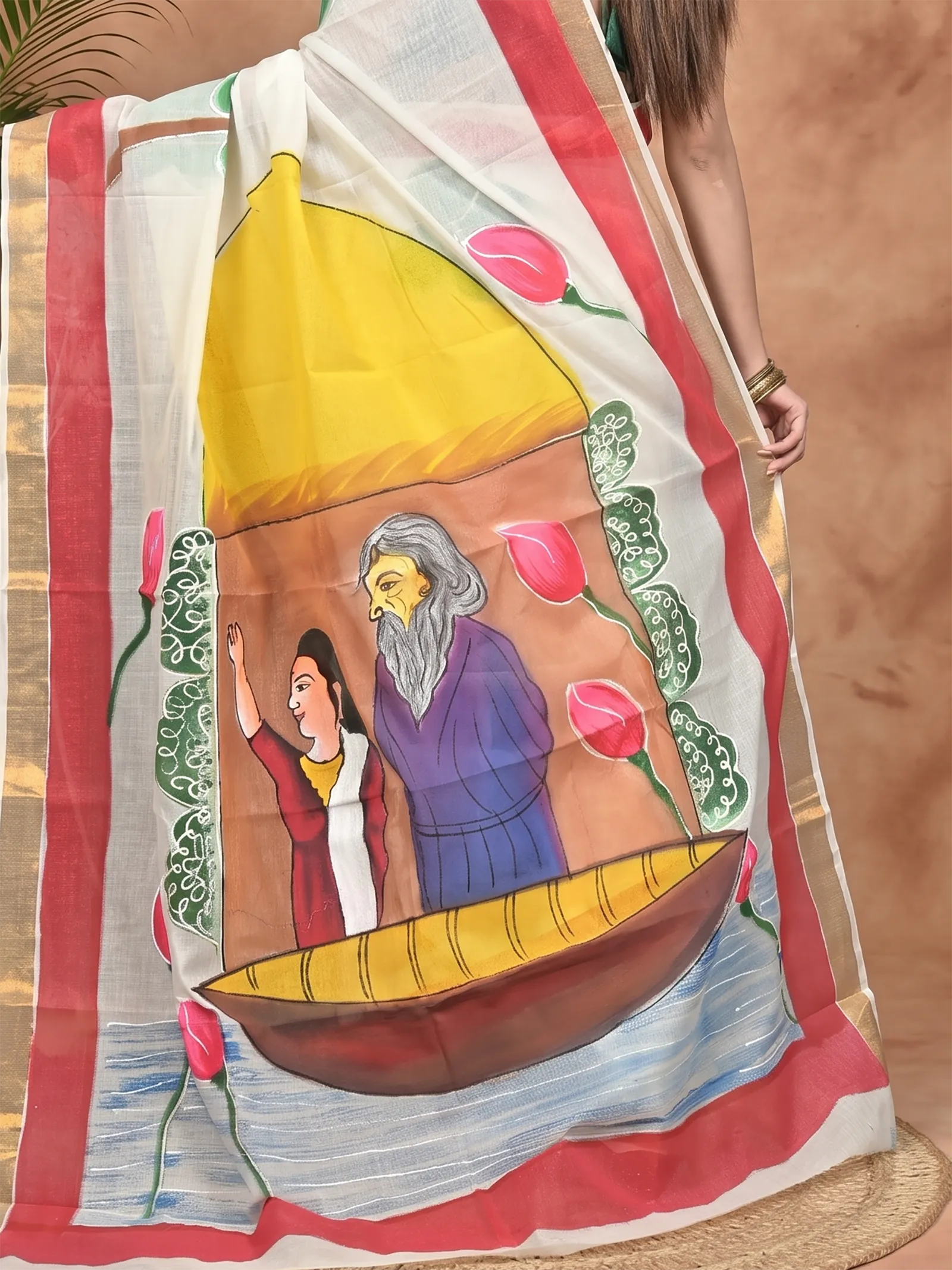 DipDiya Pure Cotton Multycolor Hataka Handcrafted Elegance Hand Painted Sarees
