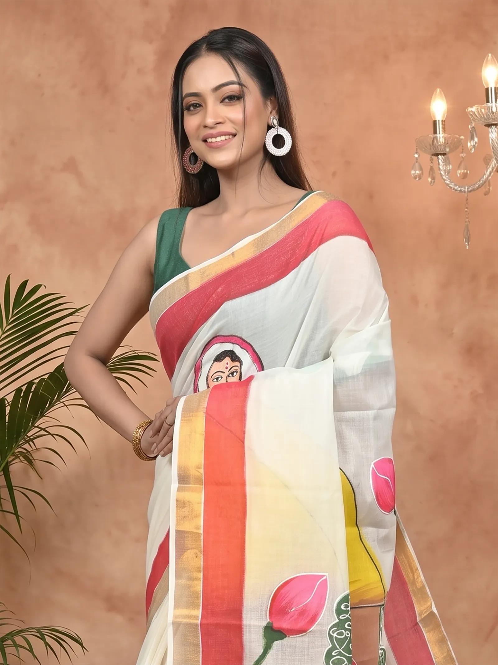 DipDiya Pure Cotton Multycolor Hataka Handcrafted Elegance Hand Painted Sarees