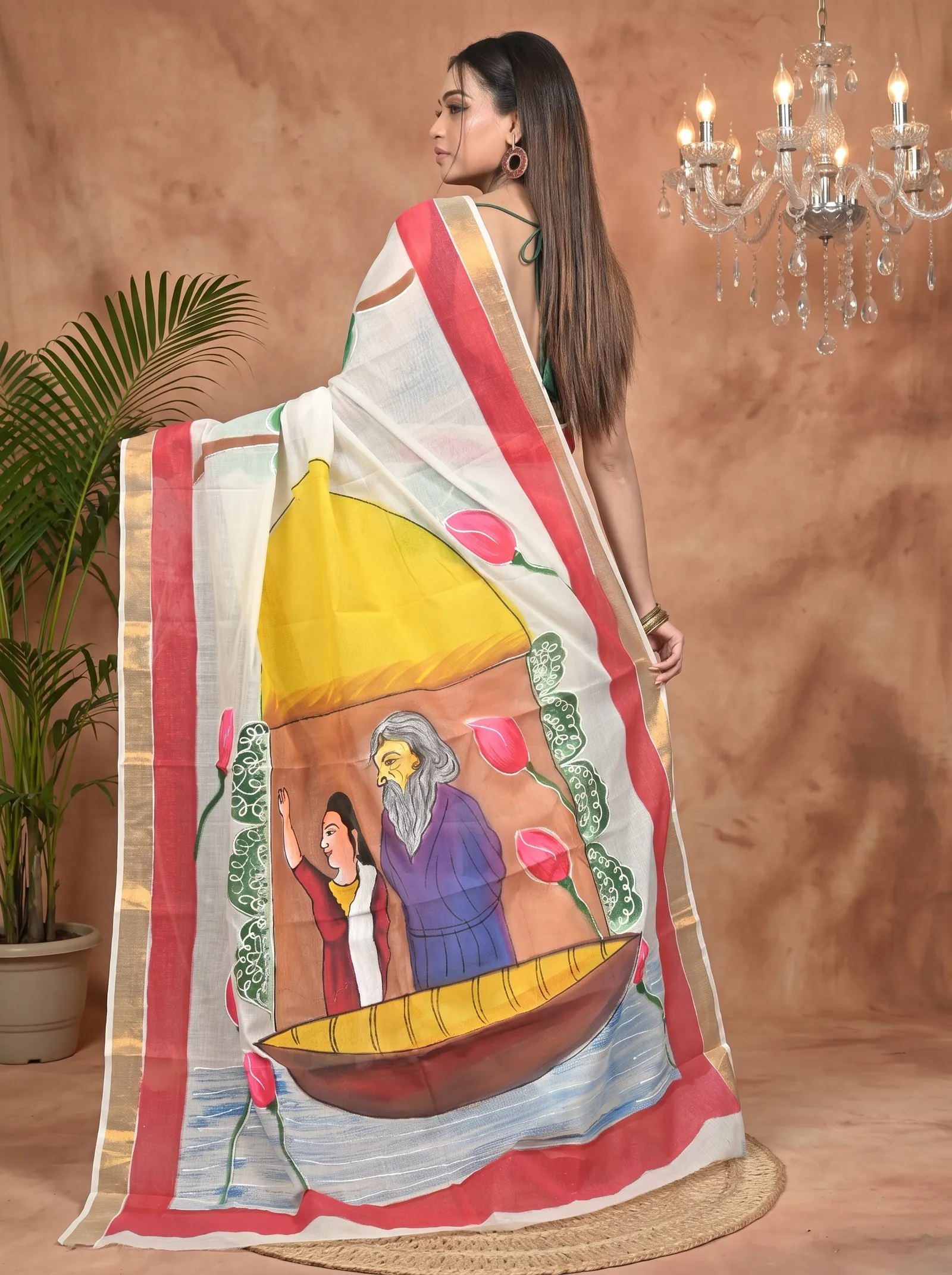 DipDiya Pure Cotton Multycolor Hataka Handcrafted Elegance Hand Painted Sarees