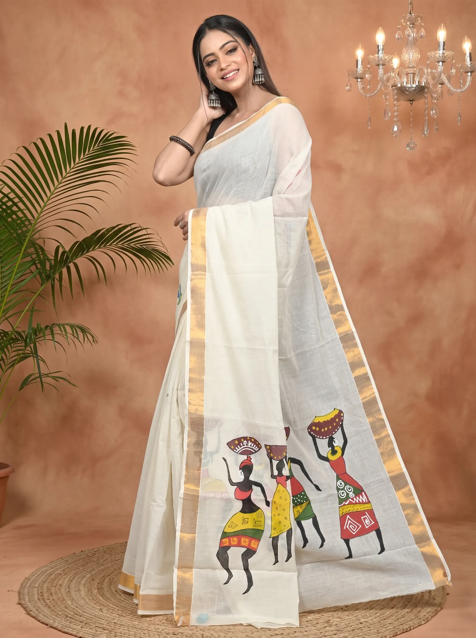 DipDiya Pure Cotton Multycolor Hataka Loom to Love Hand Painted Sarees