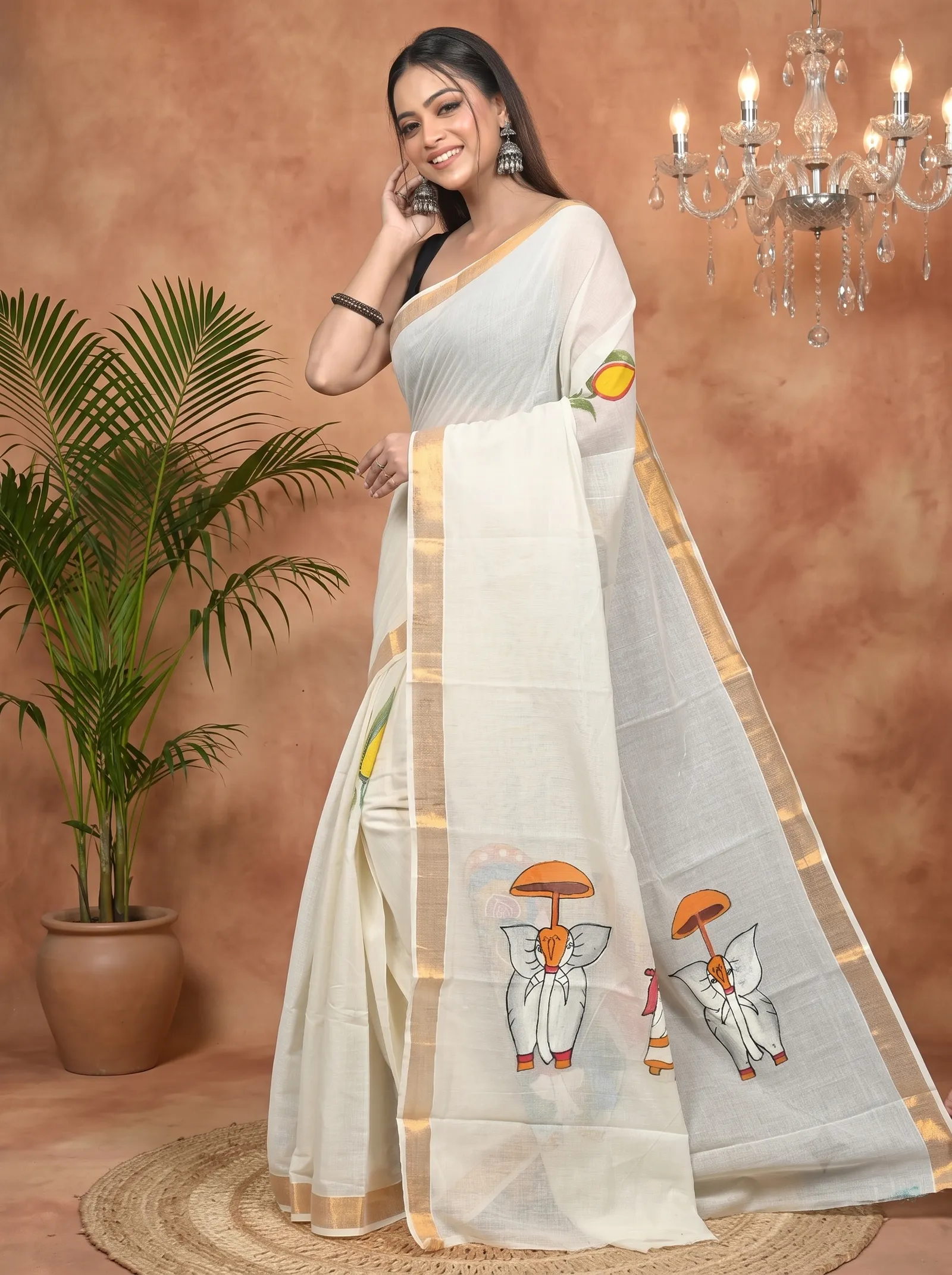 DipDiya Pure Cotton Multycolor Hataka Masterfully Woven Hand Painted Sarees
