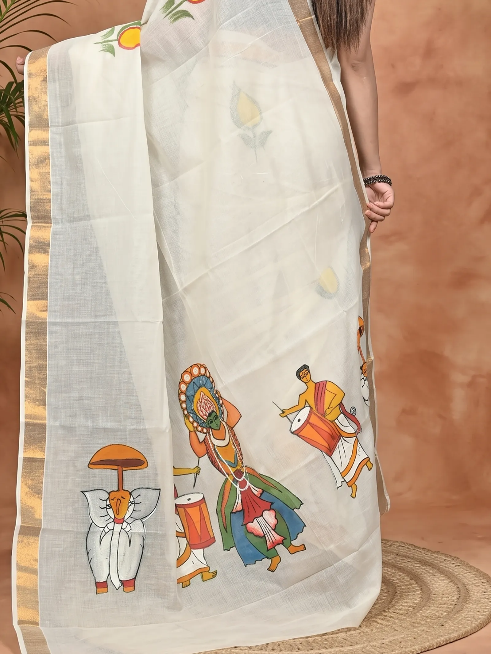 DipDiya Pure Cotton Multycolor Hataka Masterfully Woven Hand Painted Sarees