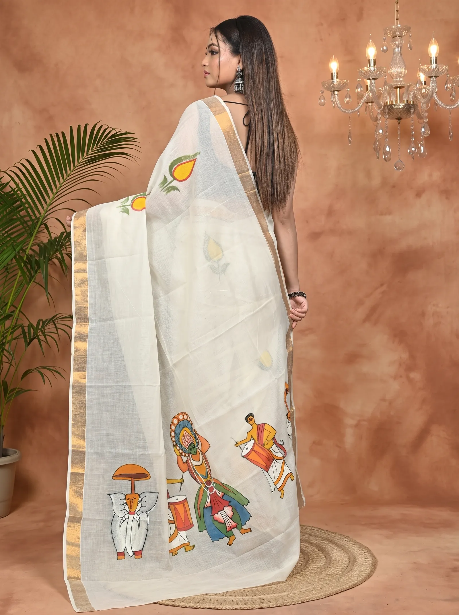 DipDiya Pure Cotton Multycolor Hataka Masterfully Woven Hand Painted Sarees