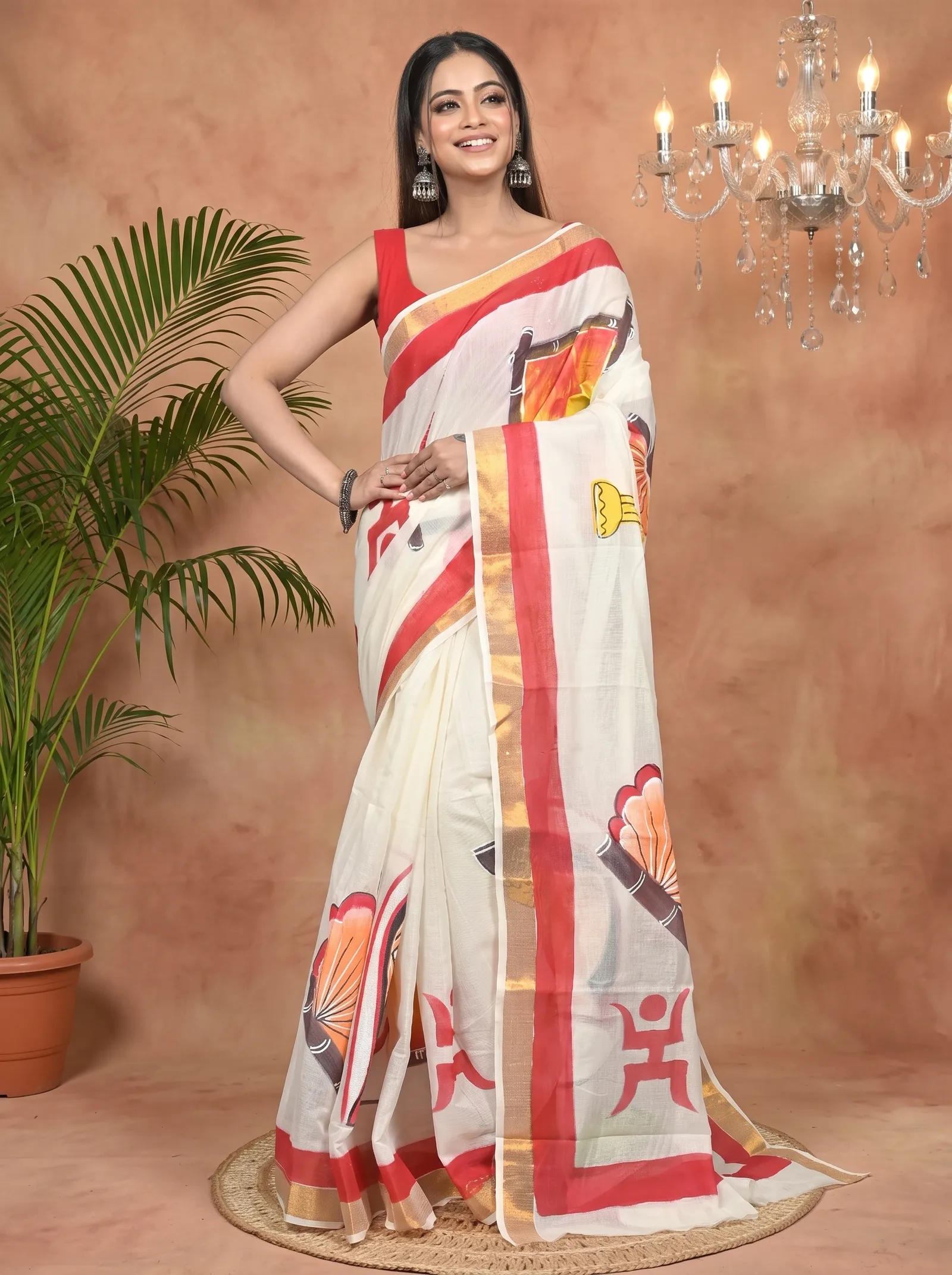 DipDiya Pure Cotton Multycolor Hataka Regal Bengali Hand Painted Sarees