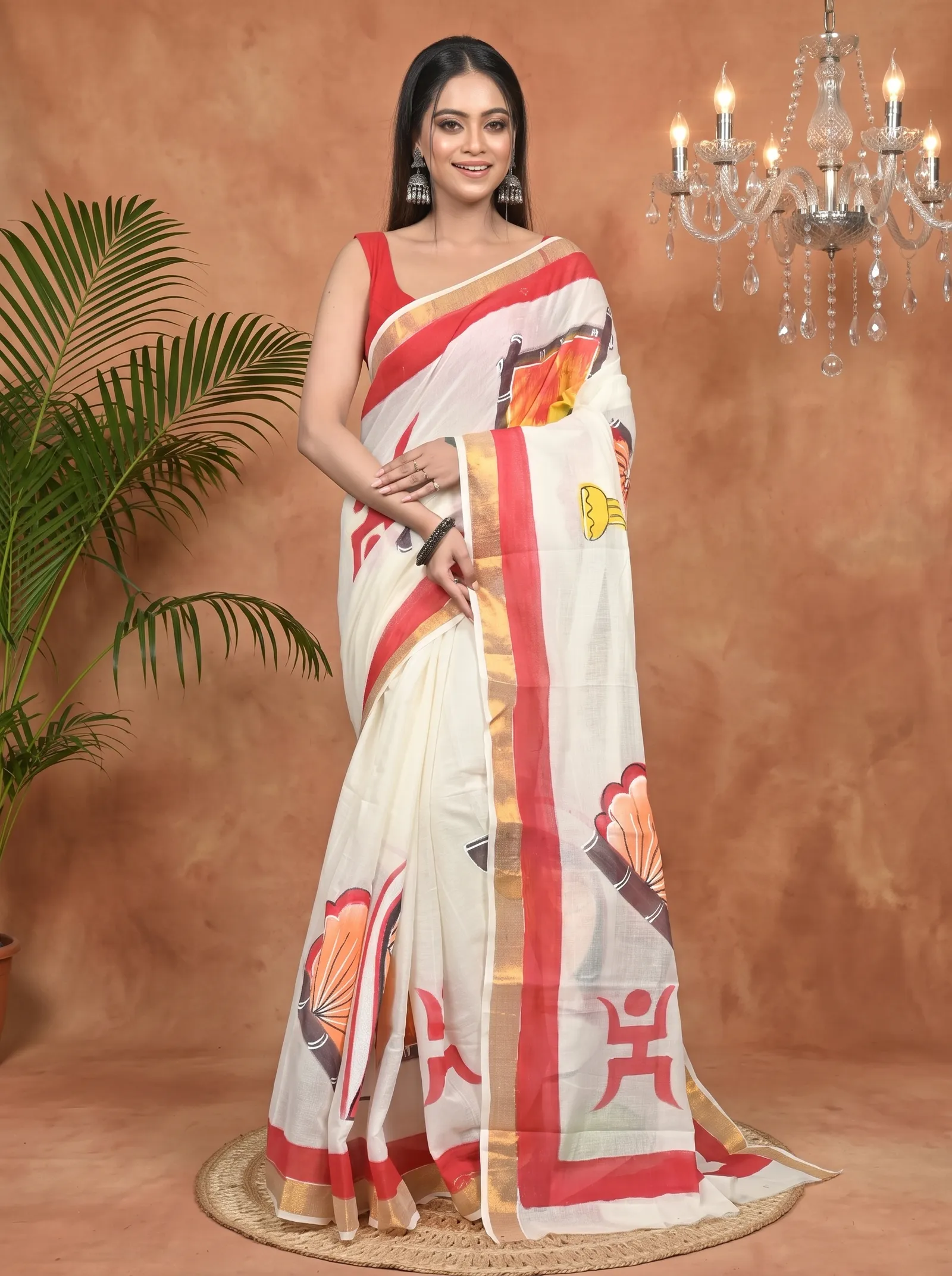 DipDiya Pure Cotton Multycolor Hataka Regal Bengali Hand Painted Sarees