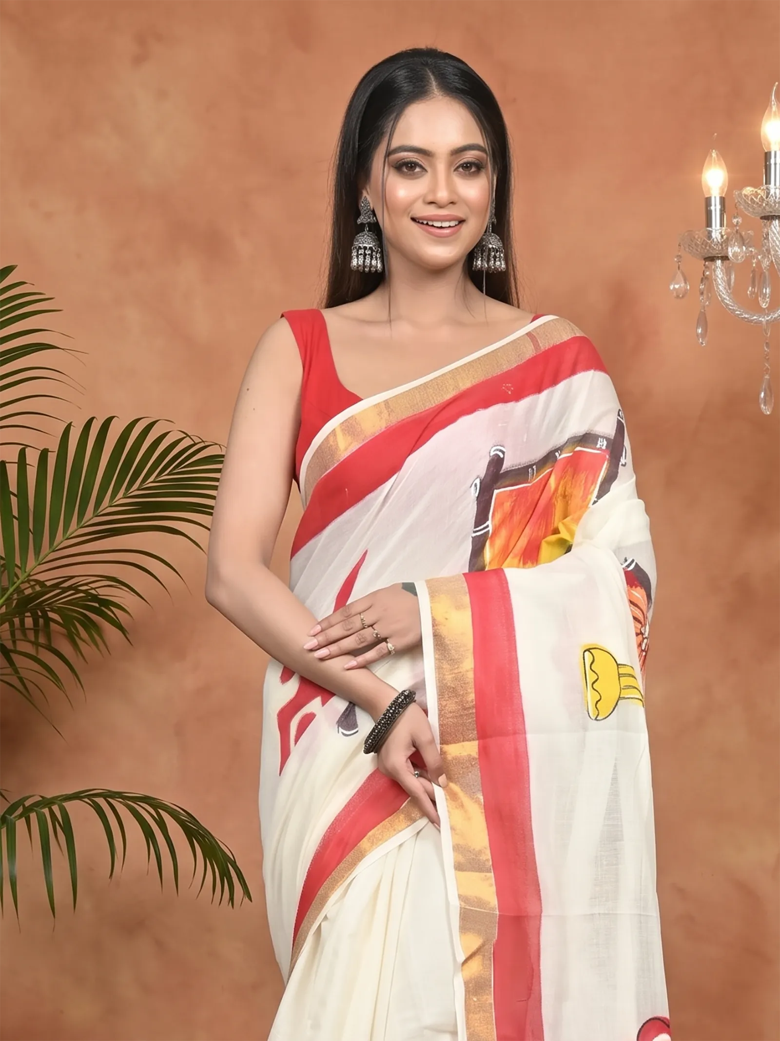 DipDiya Pure Cotton Multycolor Hataka Regal Bengali Hand Painted Sarees
