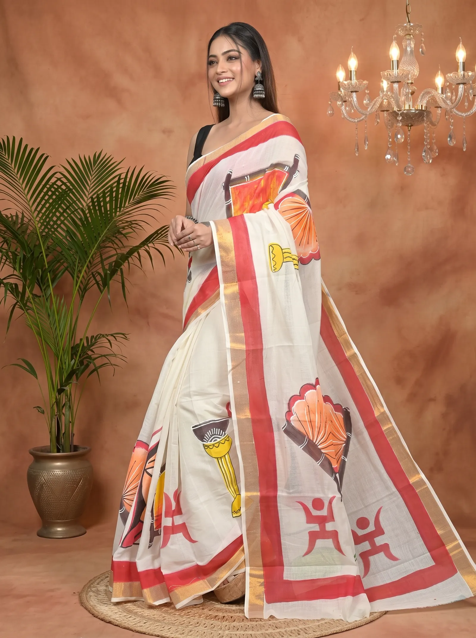 DipDiya Pure Cotton Multycolor Hataka Regal Bengali Hand Painted Sarees