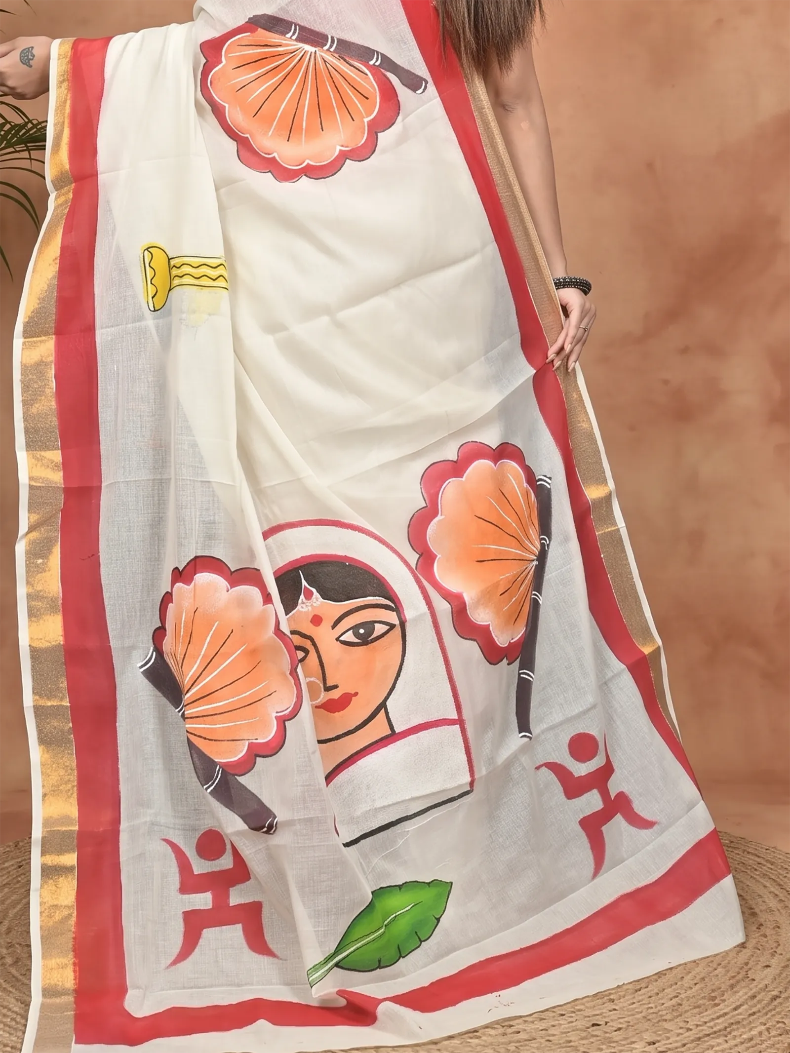 DipDiya Pure Cotton Multycolor Hataka Regal Bengali Hand Painted Sarees